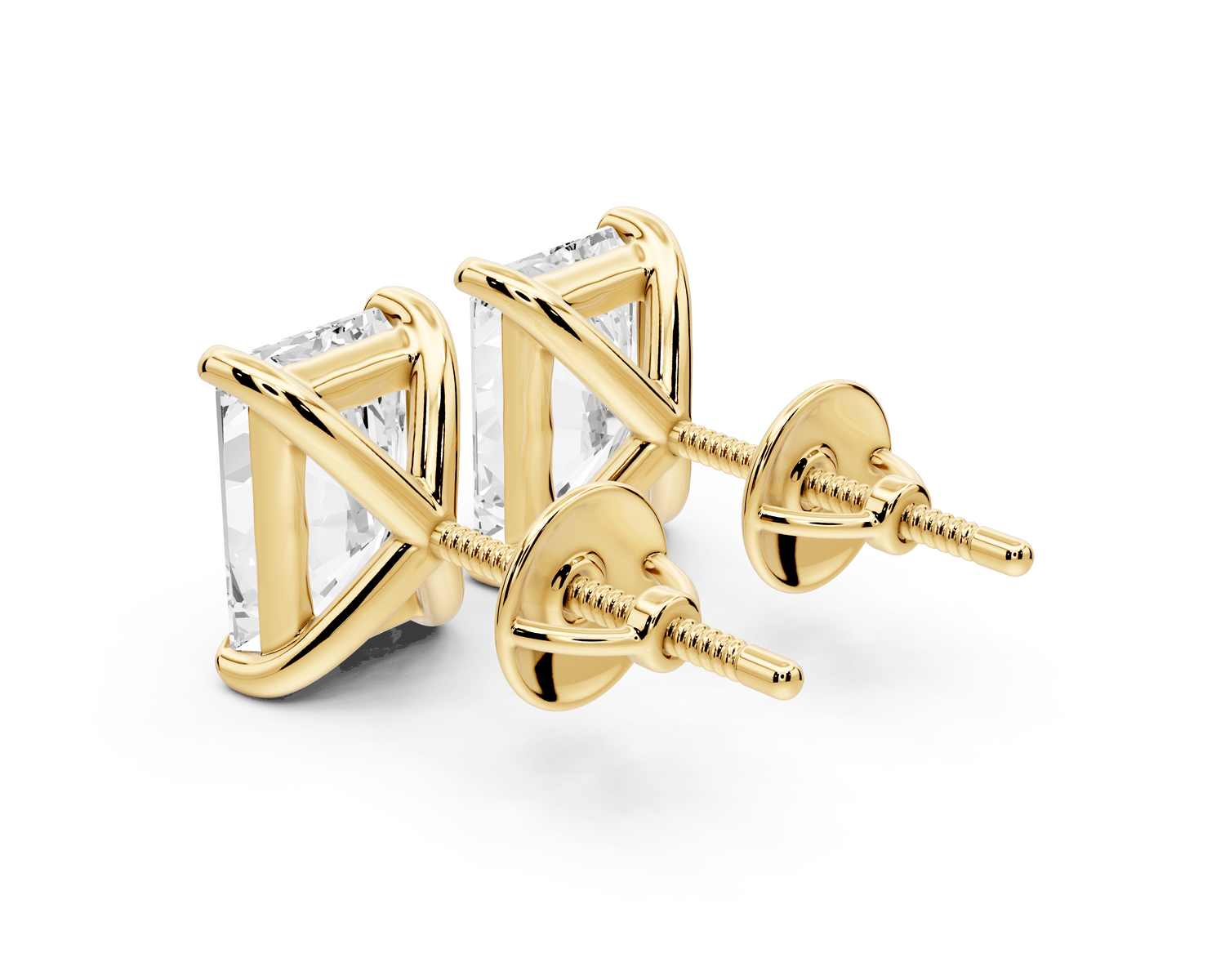 Aura - 5ct 14k yellow gold Radiant - Cut Diamond Stud Earrings - Mr. Alex Jewelry