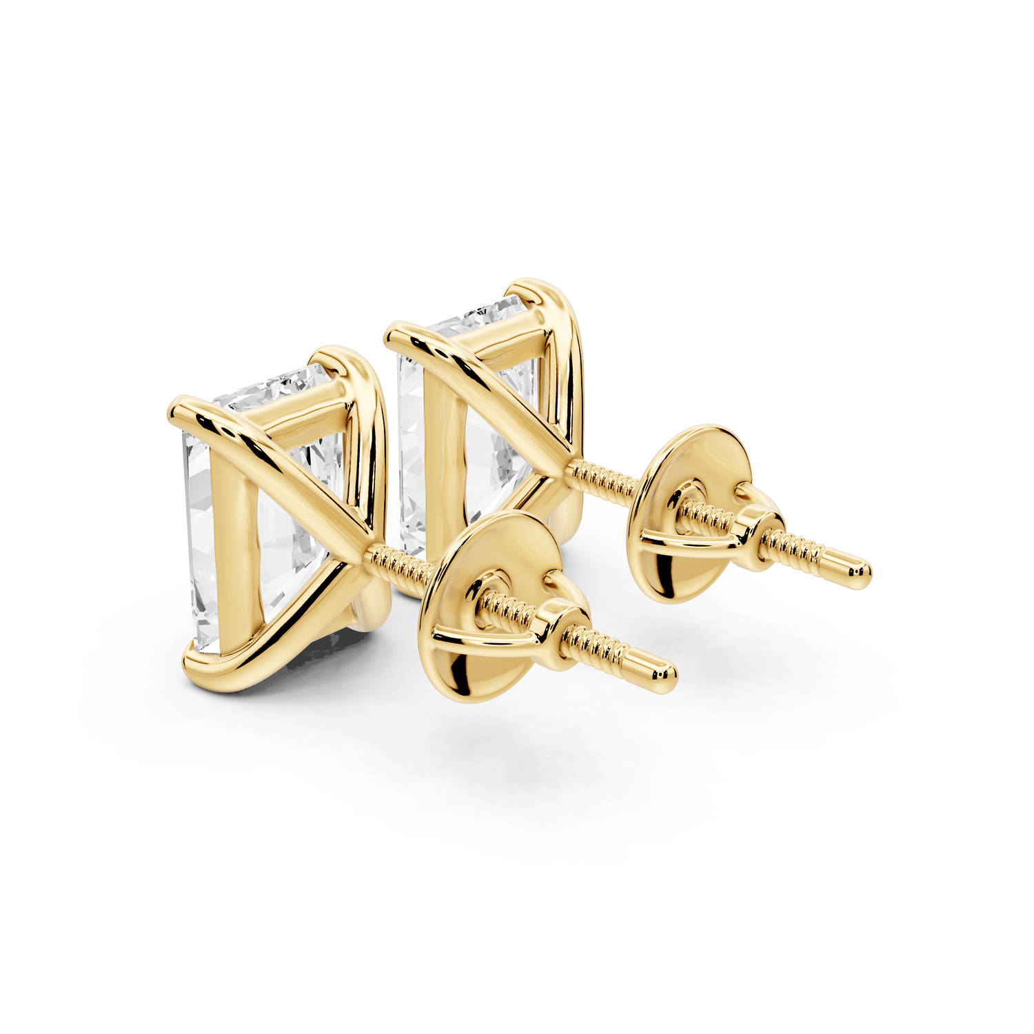 Aura - 5ct 14k yellow gold Radiant - Cut Diamond Stud Earrings - Mr. Alex Jewelry