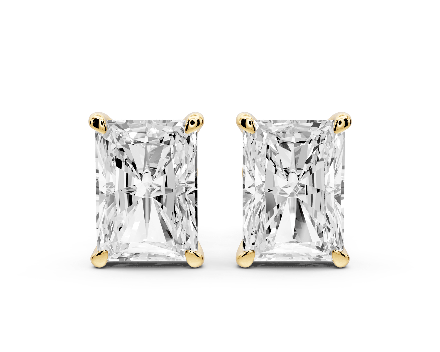 Aura - 5ct 14k yellow gold Radiant - Cut Diamond Stud Earrings - Mr. Alex Jewelry