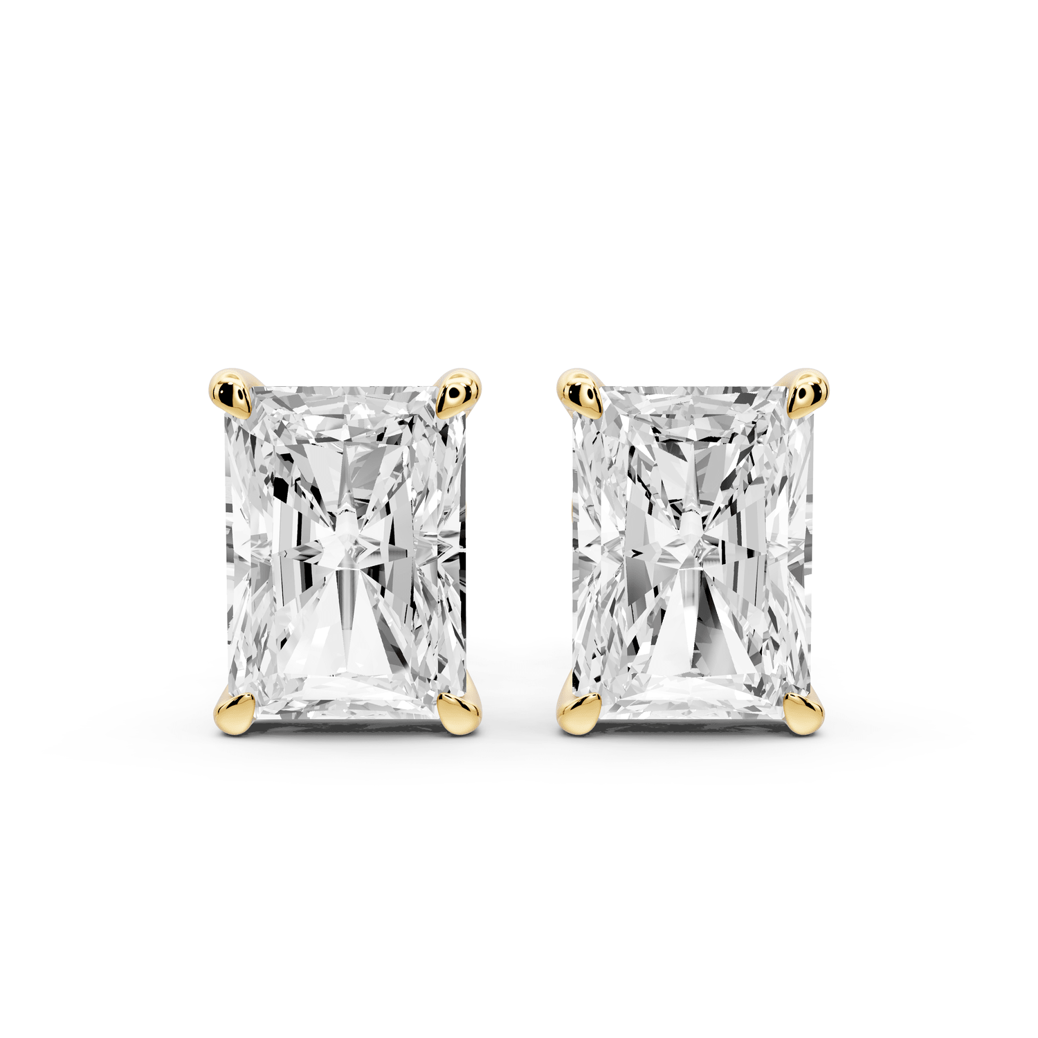Aura - 5ct 14k yellow gold Radiant - Cut Diamond Stud Earrings - Mr. Alex Jewelry
