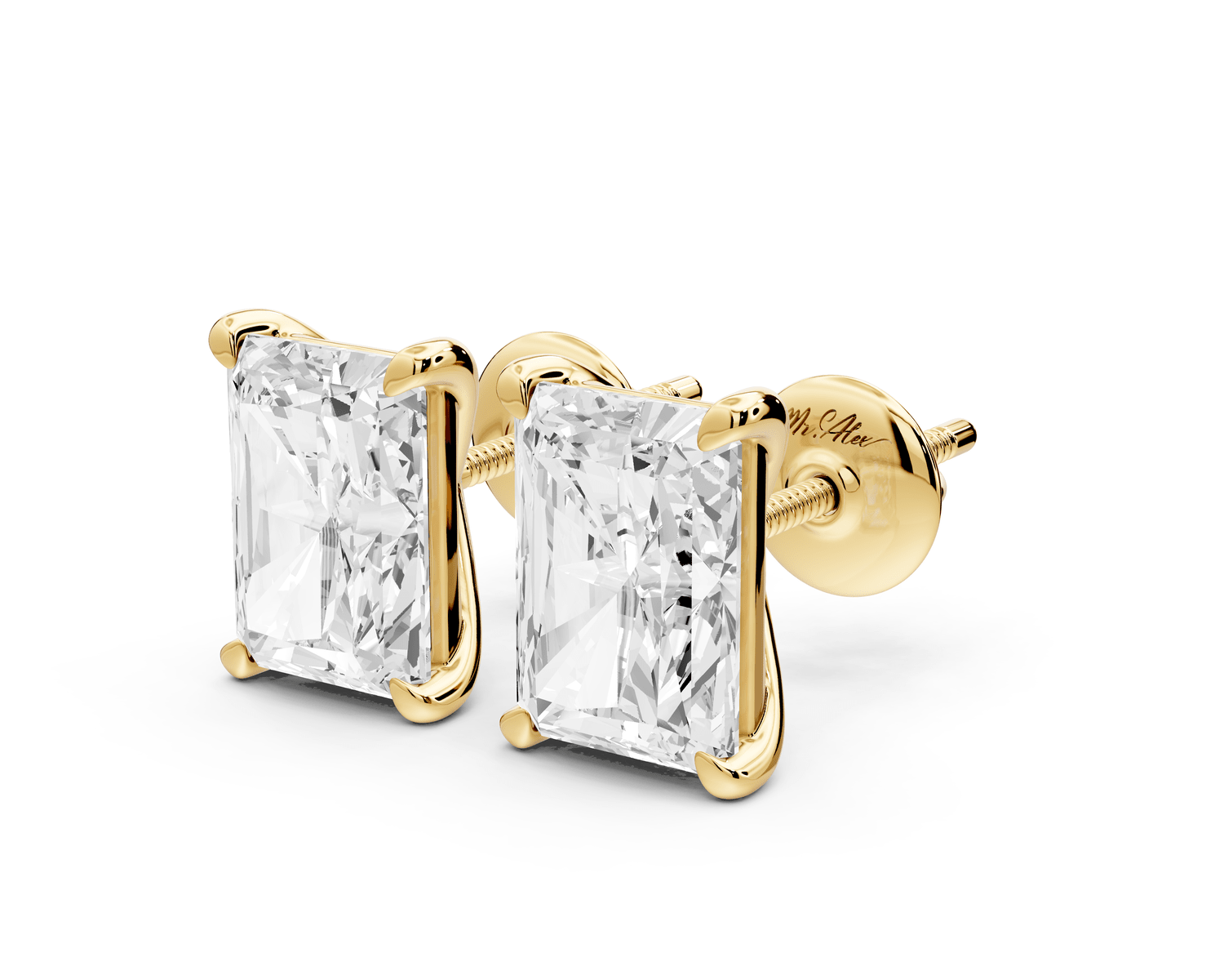 Aura - 5ct 14k yellow gold Radiant - Cut Diamond Stud Earrings - Mr. Alex Jewelry