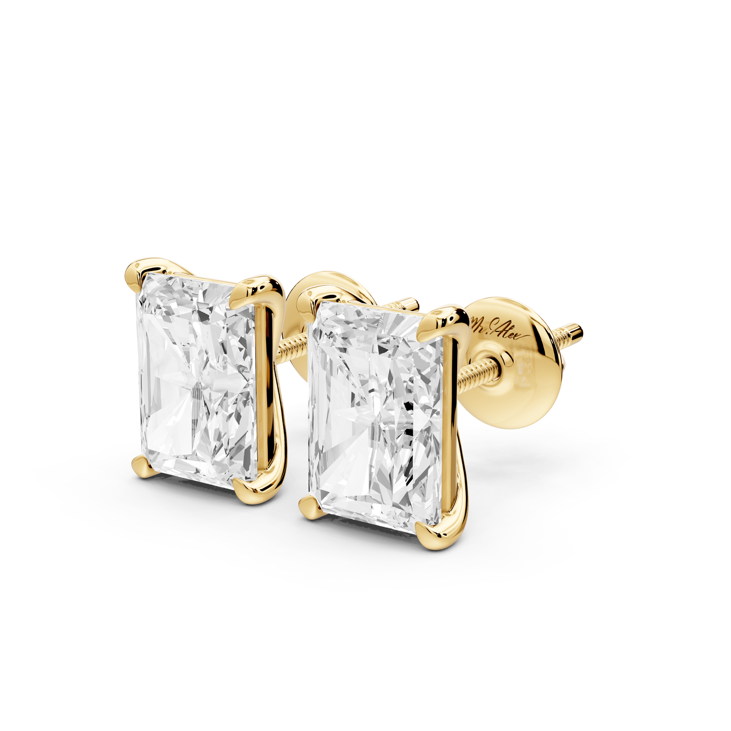 Aura - 5ct 14k yellow gold Radiant - Cut Diamond Stud Earrings - Mr. Alex Jewelry