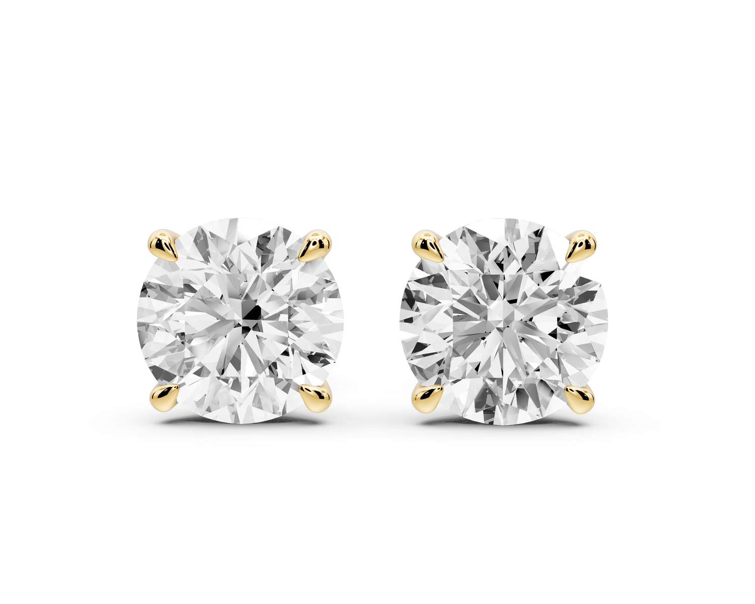 Aura - 5ct 14k yellow gold Round - Cut Diamond Stud Earrings - Mr. Alex Jewelry