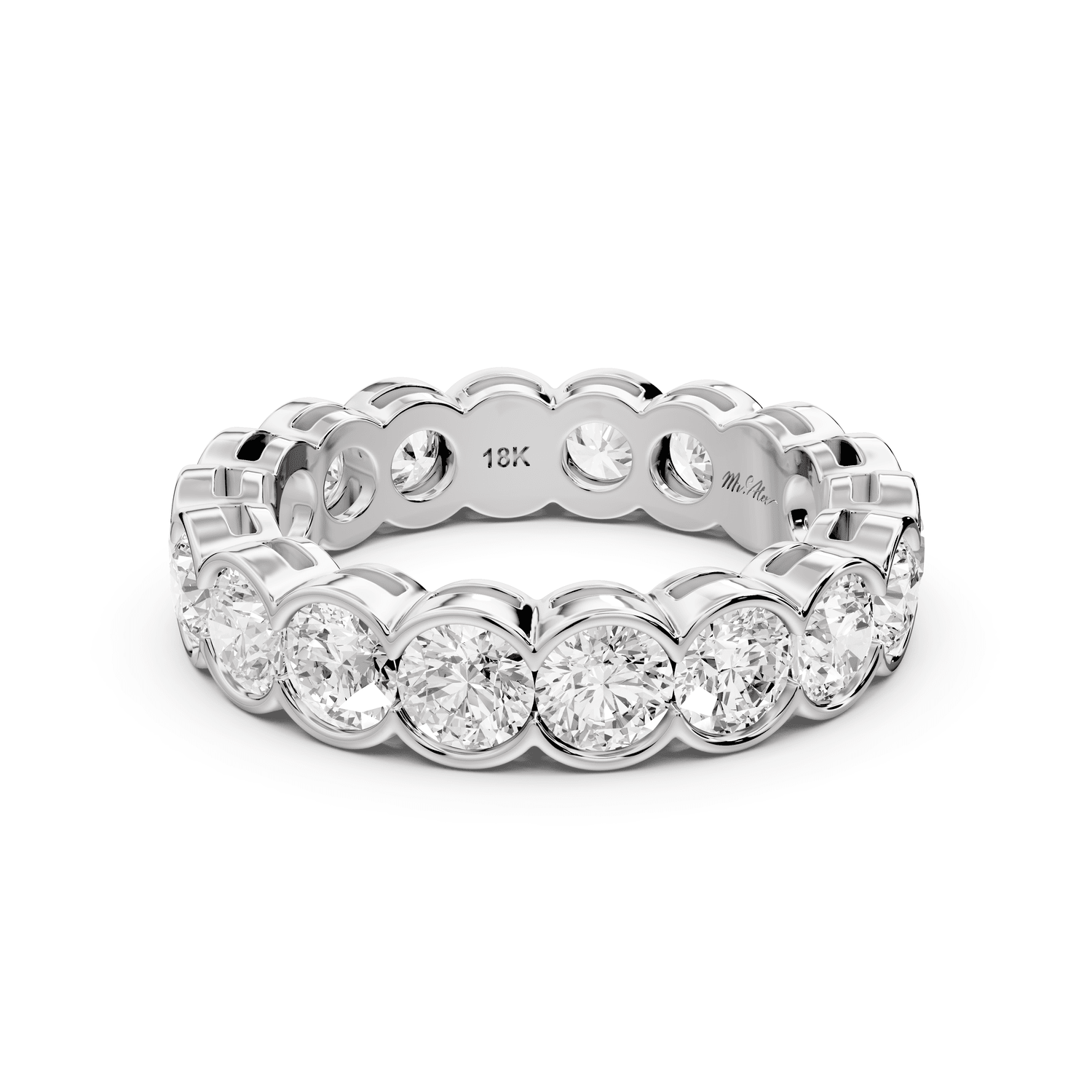 Aveline - 3.71ct 14k white gold Bezel-Set Diamond Eternity Band Ring - Mr. Alex Jewelry
