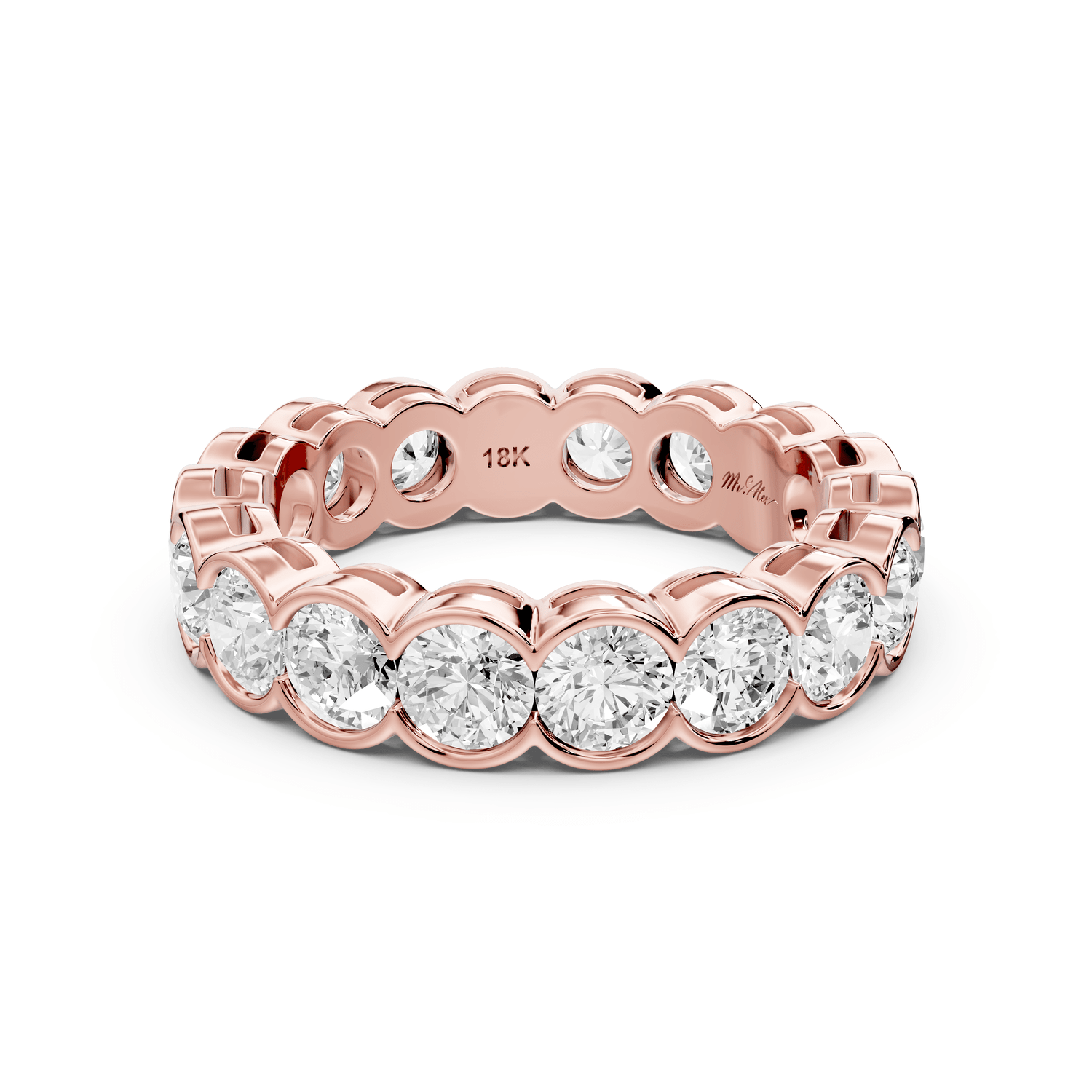 Aveline - 3.71ct 18k rose gold Bezel-Set Diamond Eternity Band Ring - Mr. Alex Jewelry