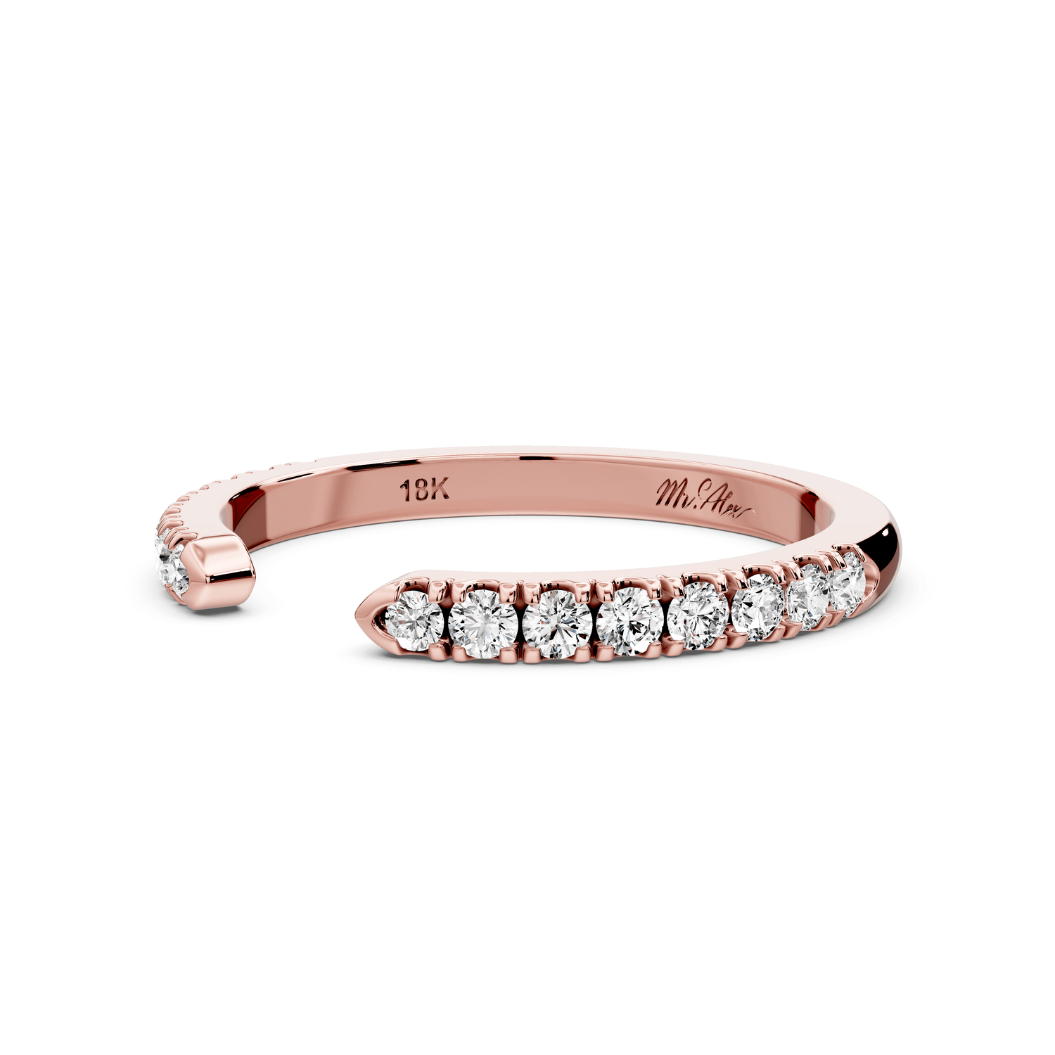 Avielle - 0.28ct 14k rose gold Diamond Pavé Open Cuff Ring - Mr. Alex Jewelry
