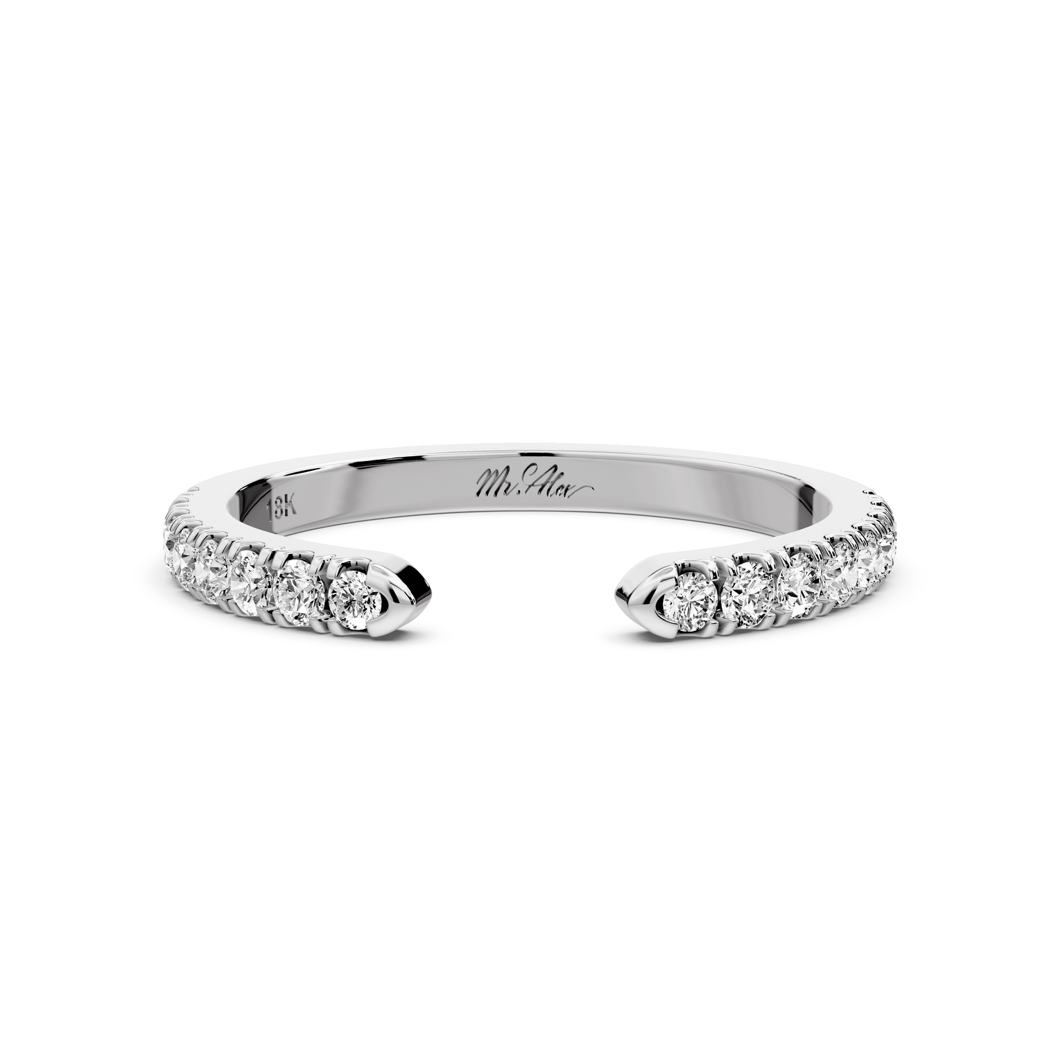 Avielle - 0.28ct 18k white gold Diamond Pavé Open Cuff Ring - Mr. Alex Jewelry