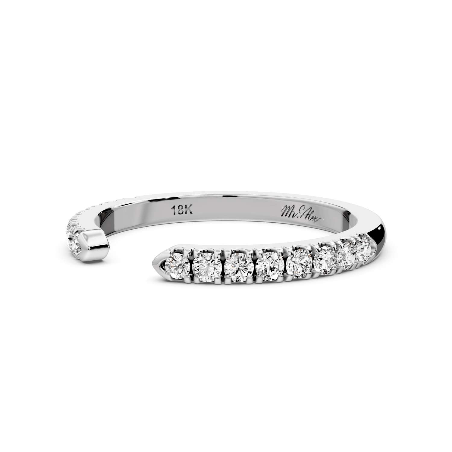 Avielle - 0.28ct 18k white gold Diamond Pavé Open Cuff Ring - Mr. Alex Jewelry