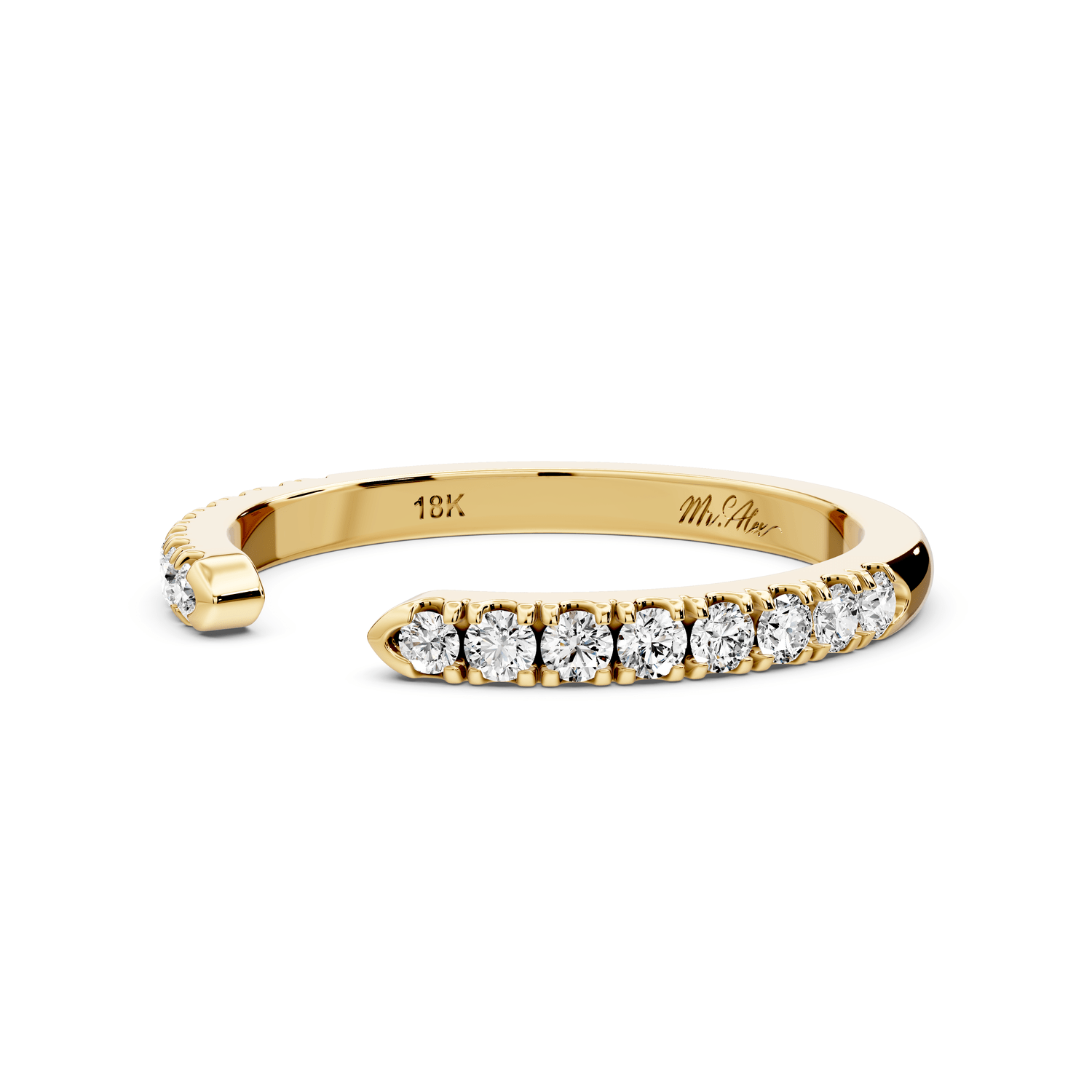 Avielle - 0.28ct 18k yellow gold Diamond Pavé Open Cuff Ring - Mr. Alex Jewelry
