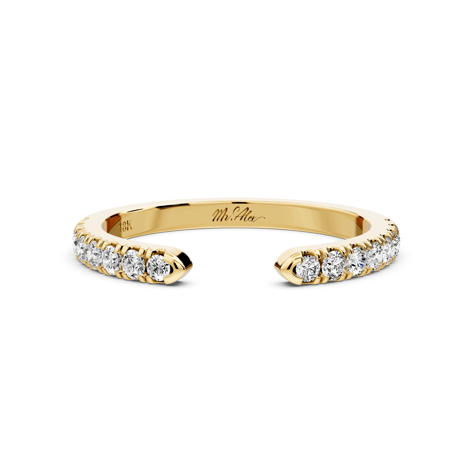 Avielle - 0.28ct 18k yellow gold Diamond Pavé Open Cuff Ring - Mr. Alex Jewelry