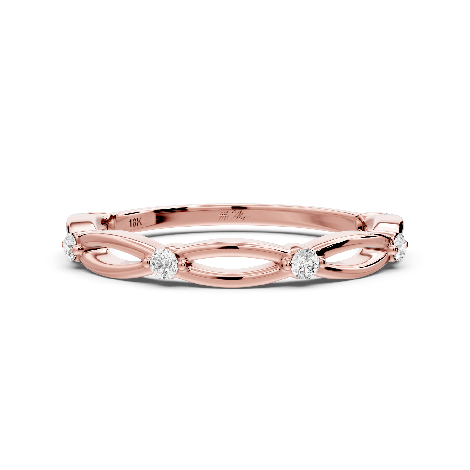 Avira - 0.09ct 14k rose gold Six-Stone Diamond Eternity Band Ring - Mr. Alex Jewelry