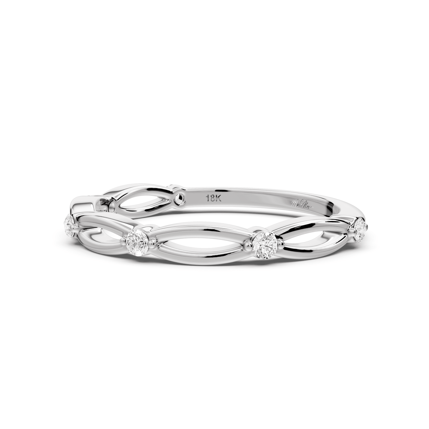 Avira - 0.09ct 14k white gold Six-Stone Diamond Eternity Band Ring - Mr. Alex Jewelry