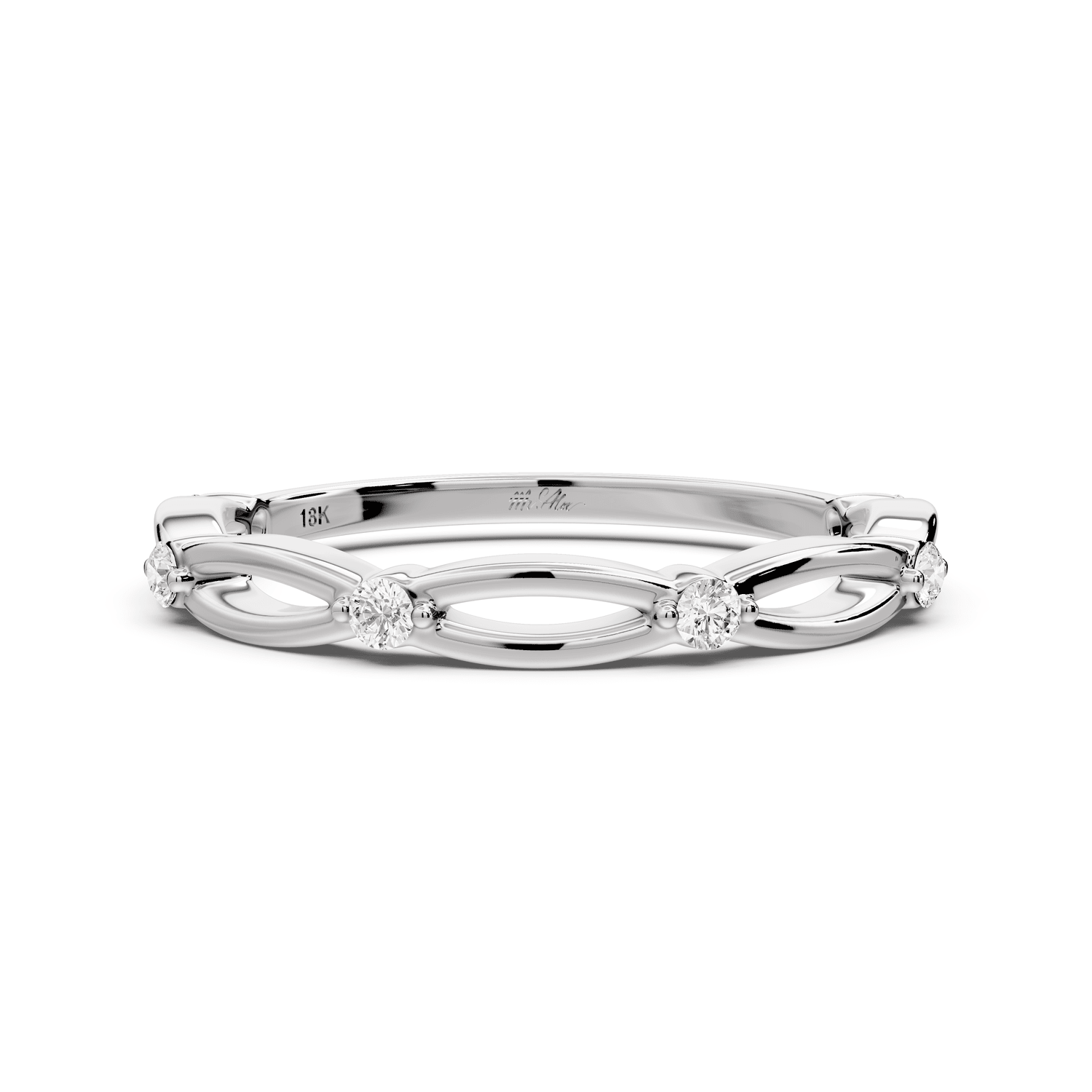 Avira - 0.09ct 14k white gold Six-Stone Diamond Eternity Band Ring - Mr. Alex Jewelry