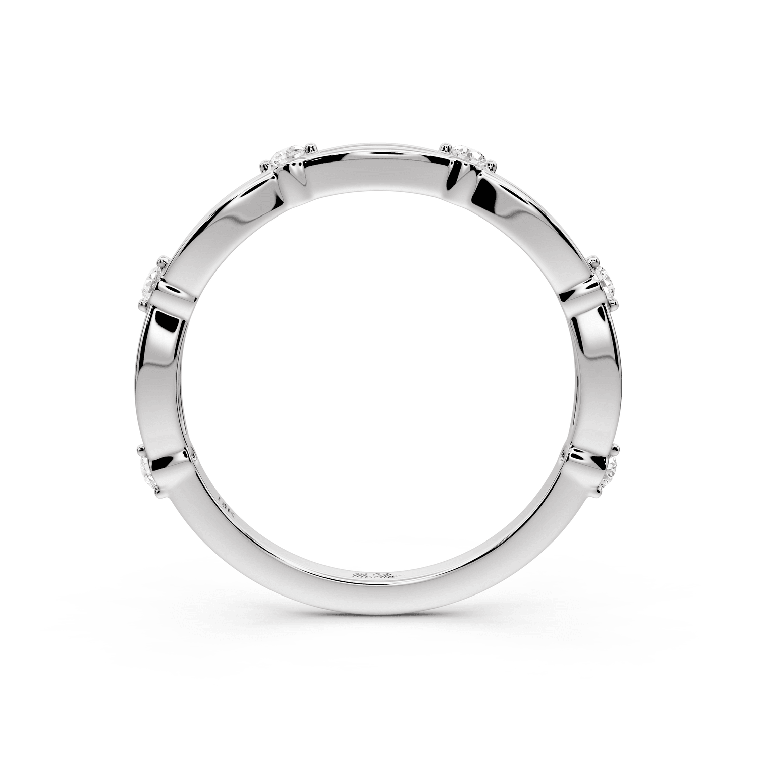 Avira - 0.09ct 14k white gold Six-Stone Diamond Eternity Band Ring - Mr. Alex Jewelry