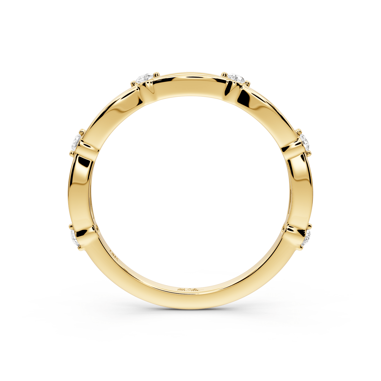 Avira - 0.09ct 18k yellow gold Six-Stone Diamond Eternity Band Ring - Mr. Alex Jewelry