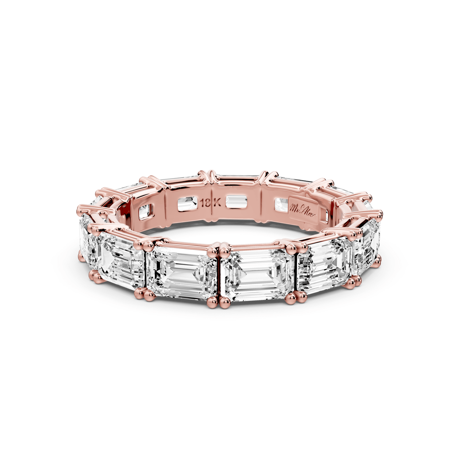 Bella - 3.95ct 14k rose gold Emerald-Cut Diamond Eternity Band Ring - Mr. Alex Jewelry