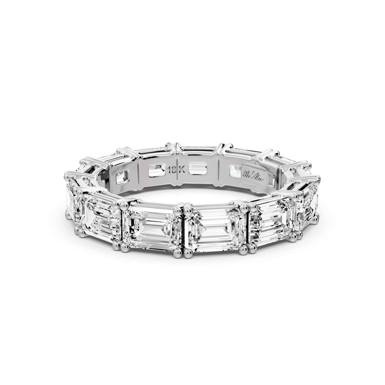 Bella - 3.95ct 18k white gold Emerald-Cut Diamond Eternity Band Ring - Mr. Alex Jewelry