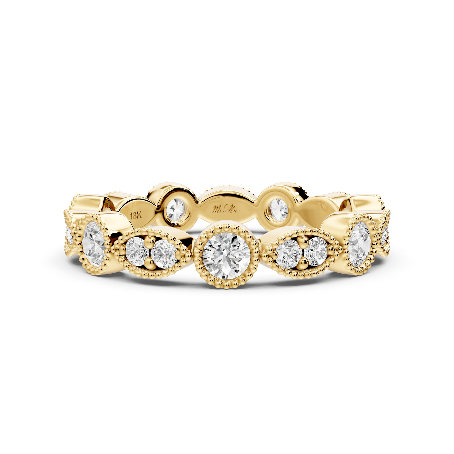 Belrose - 0.83ct 14k yellow gold Vintage Milgrain Diamond Eternity Band Ring - Mr. Alex Jewelry