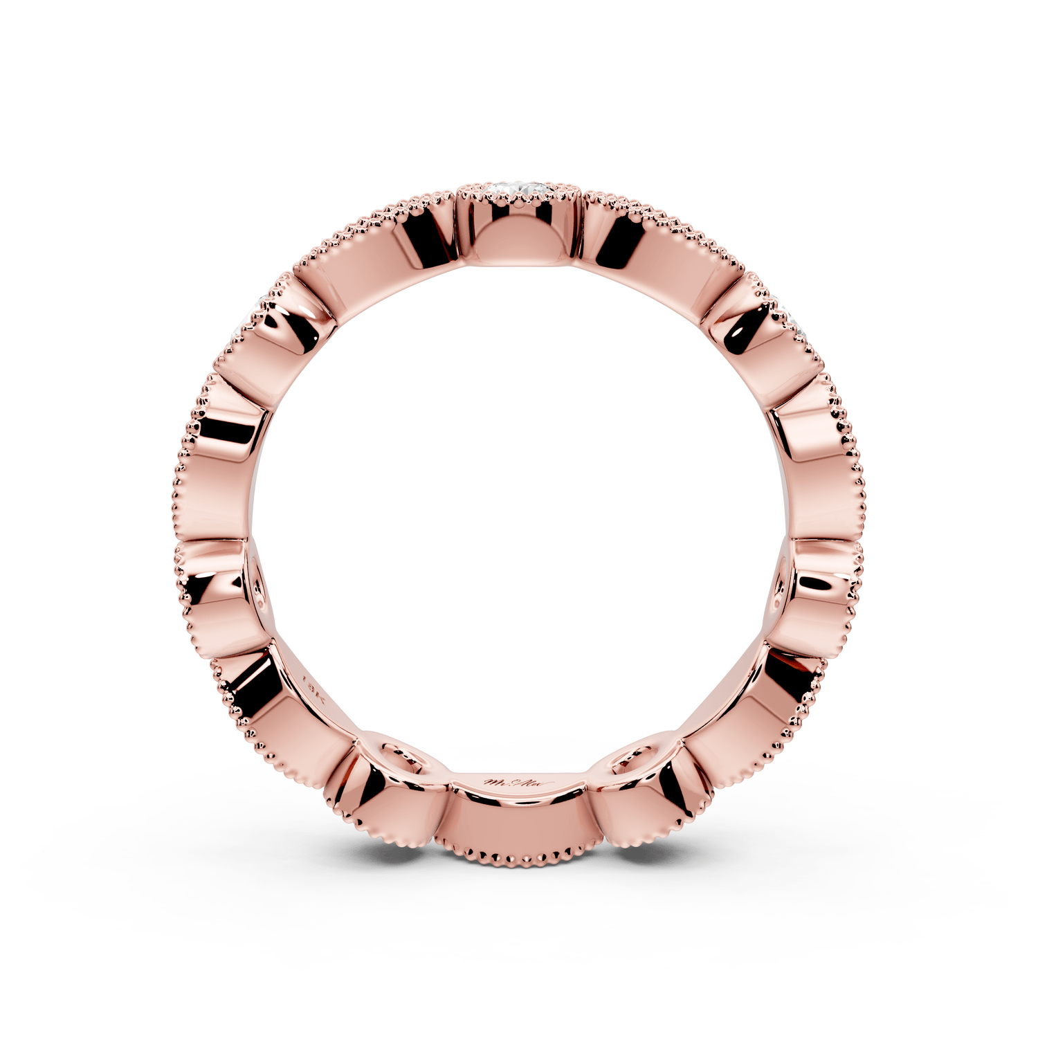 Belrose - 0.83ct 18k rose gold Vintage Milgrain Diamond Eternity Band Ring - Mr. Alex Jewelry