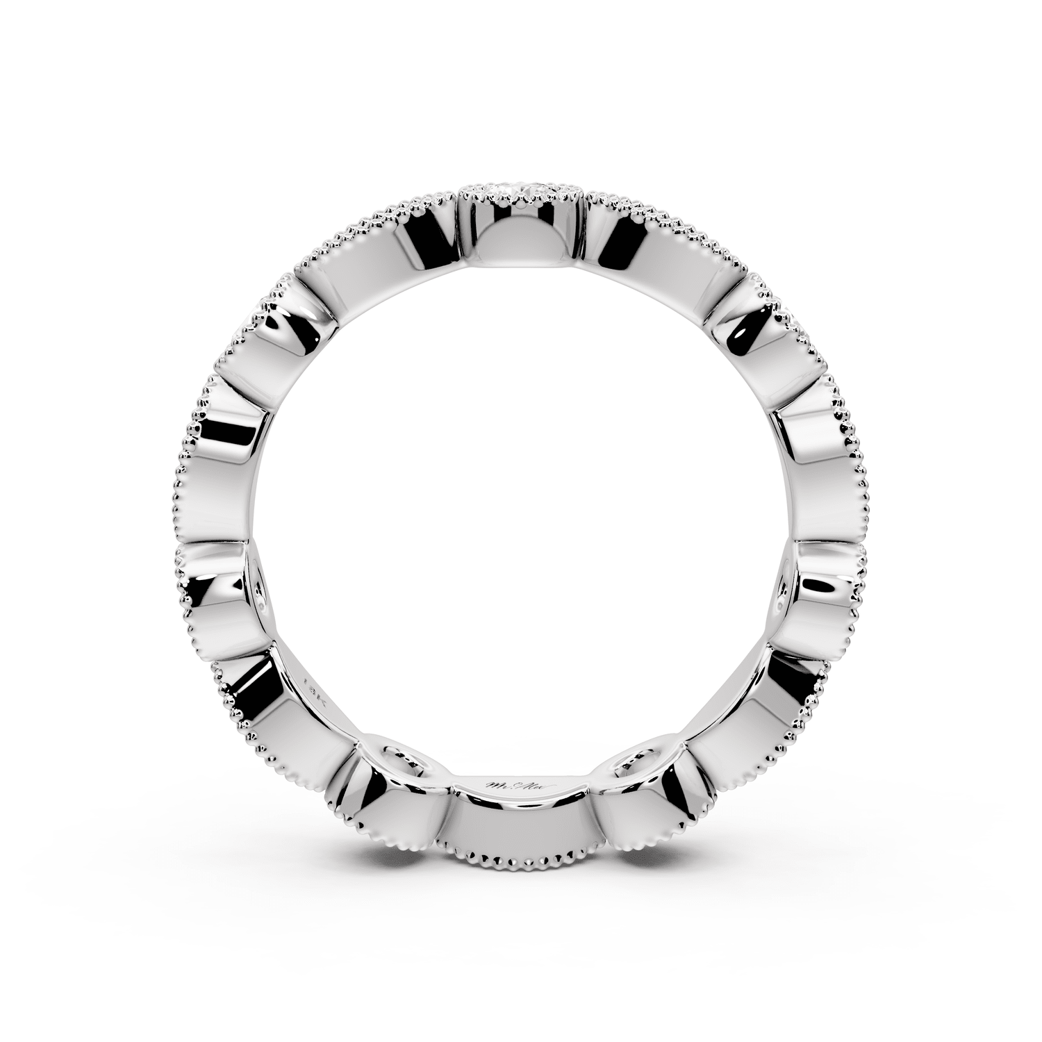 Belrose - 0.83ct 18k white gold Vintage Milgrain Diamond Eternity Band Ring - Mr. Alex Jewelry