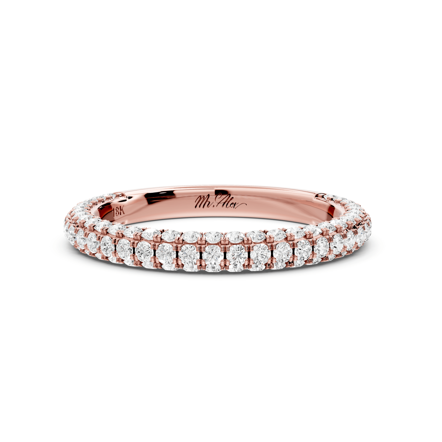Bianca - 14k rose gold Triple Row Diamond Eternity Band Ring - Mr. Alex Jewelry