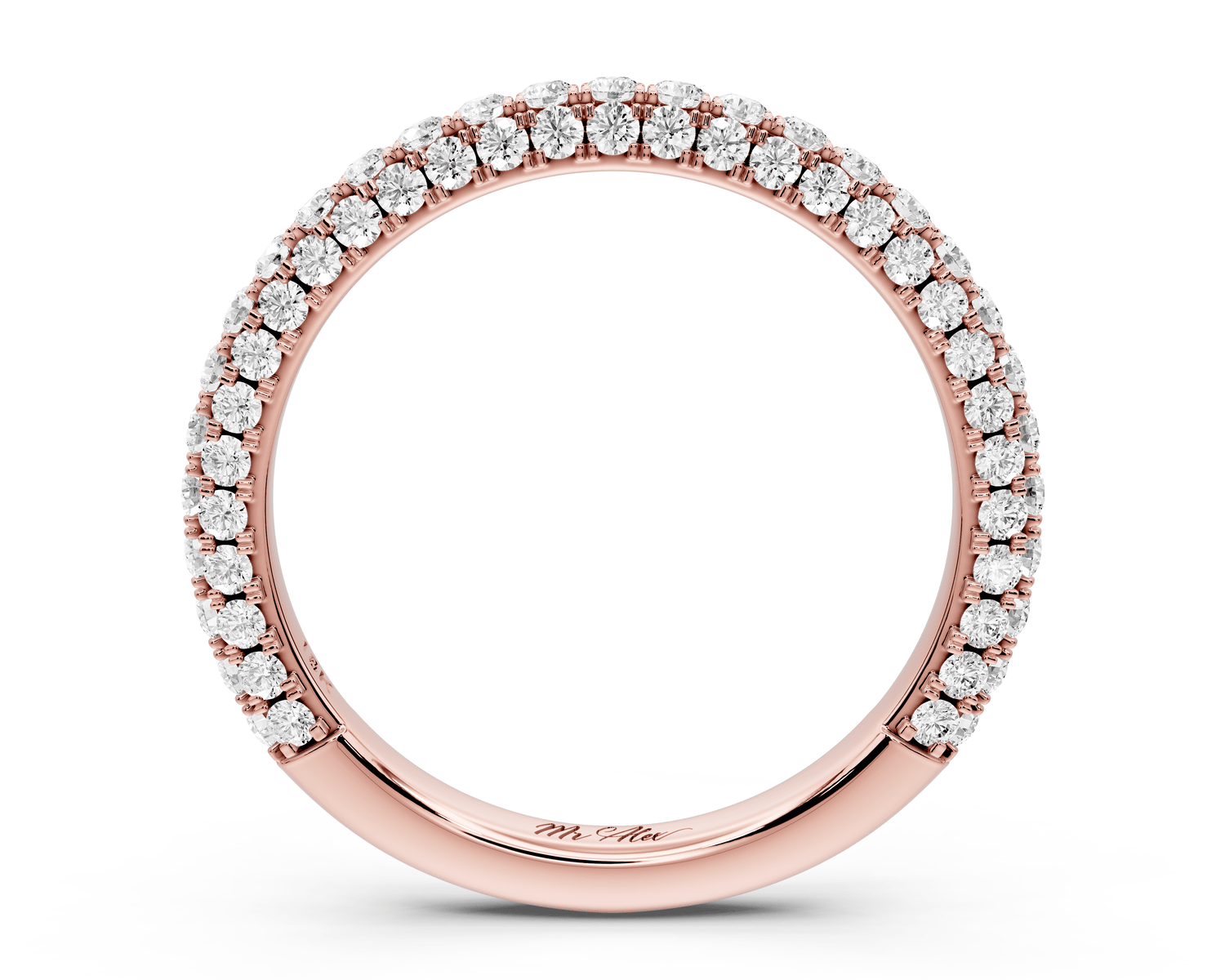 Bianca - 14k rose gold Triple Row Diamond Eternity Band Ring - Mr. Alex Jewelry