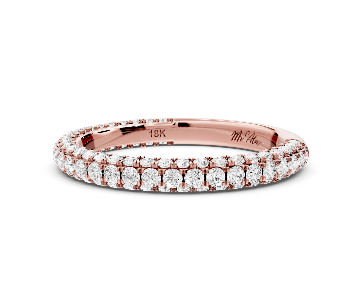 Bianca - 14k rose gold Triple Row Diamond Eternity Band Ring - Mr. Alex Jewelry