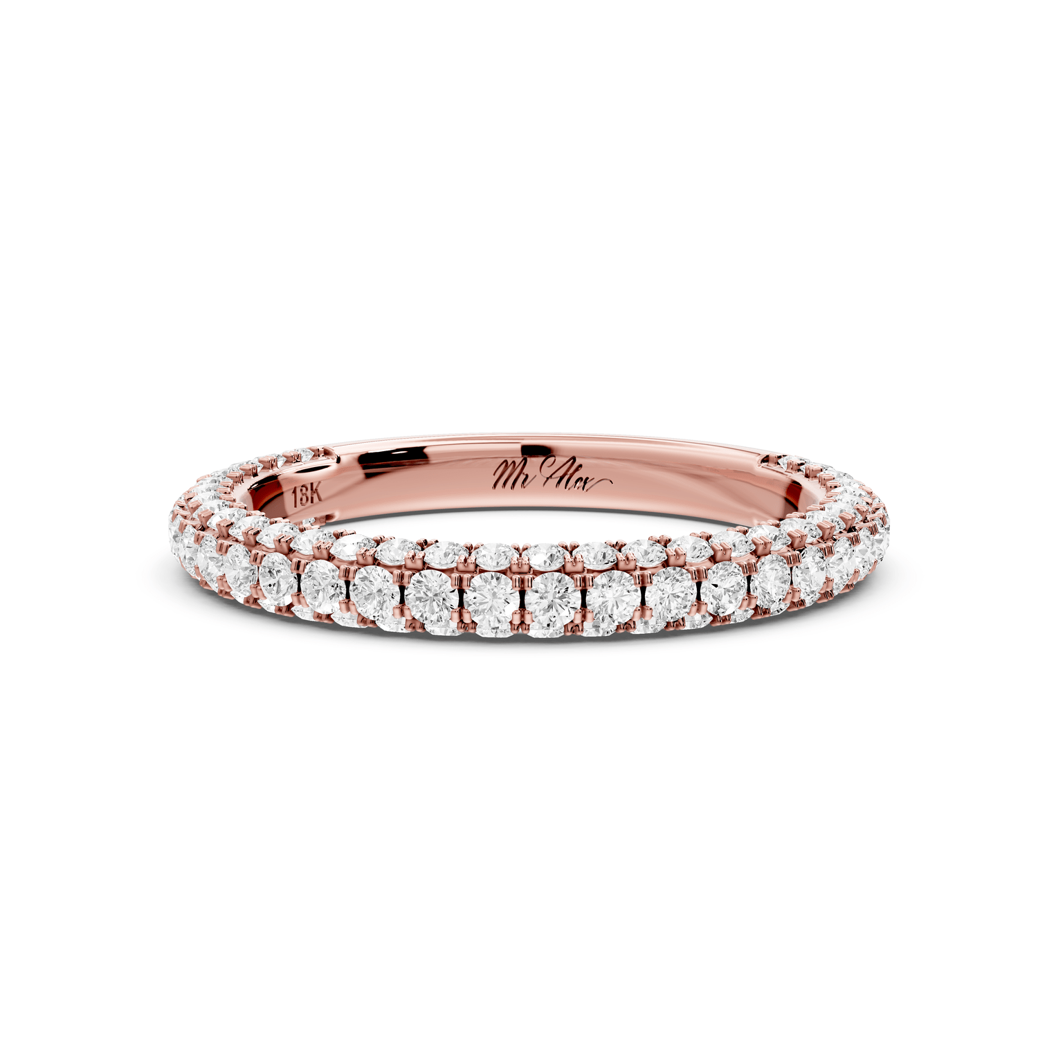 Bianca - 14k rose gold Triple Row Diamond Eternity Band Ring - Mr. Alex Jewelry