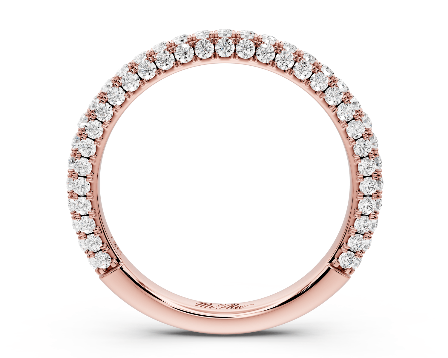 Bianca - 14k rose gold Triple Row Diamond Eternity Band Ring - Mr. Alex Jewelry
