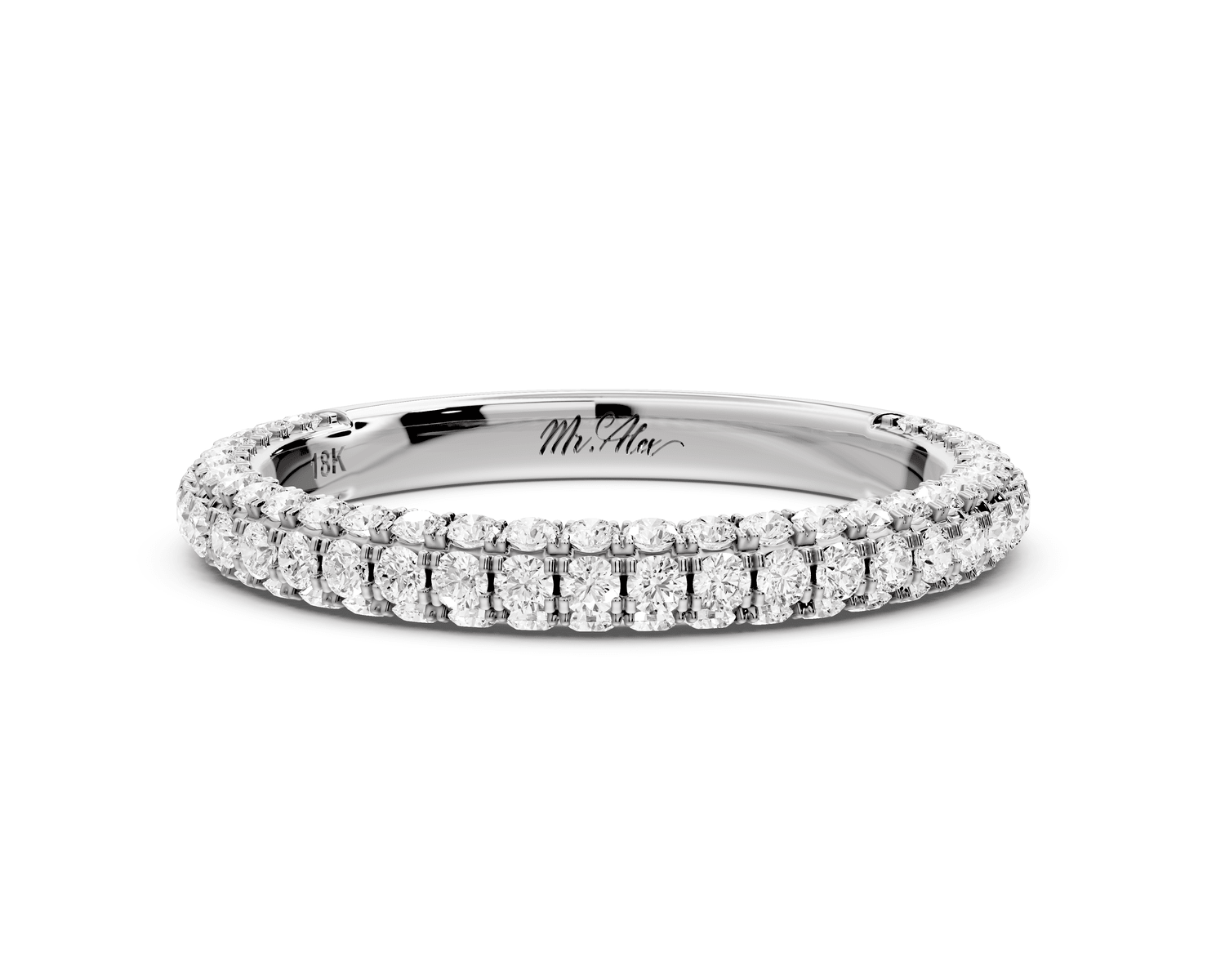 Bianca - 14k white gold Triple Row Diamond Eternity Band Ring - Mr. Alex Jewelry