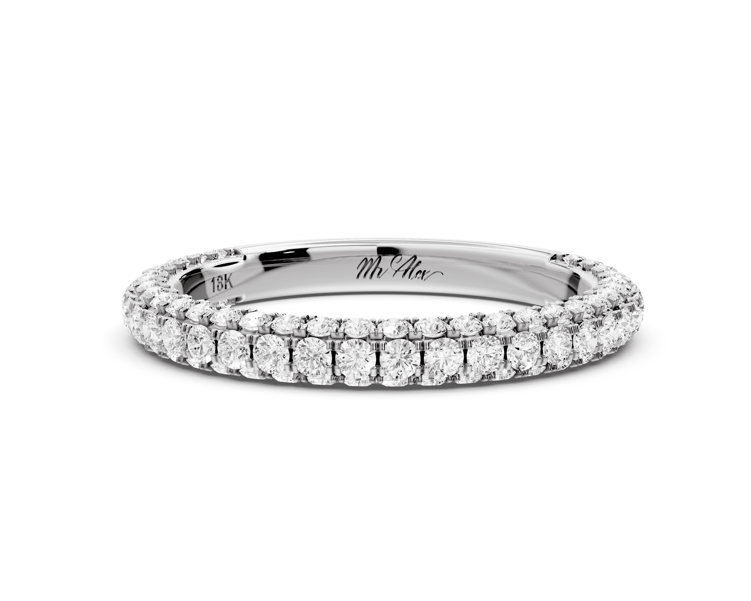 Bianca - 14k white gold Triple Row Diamond Eternity Band Ring - Mr. Alex Jewelry
