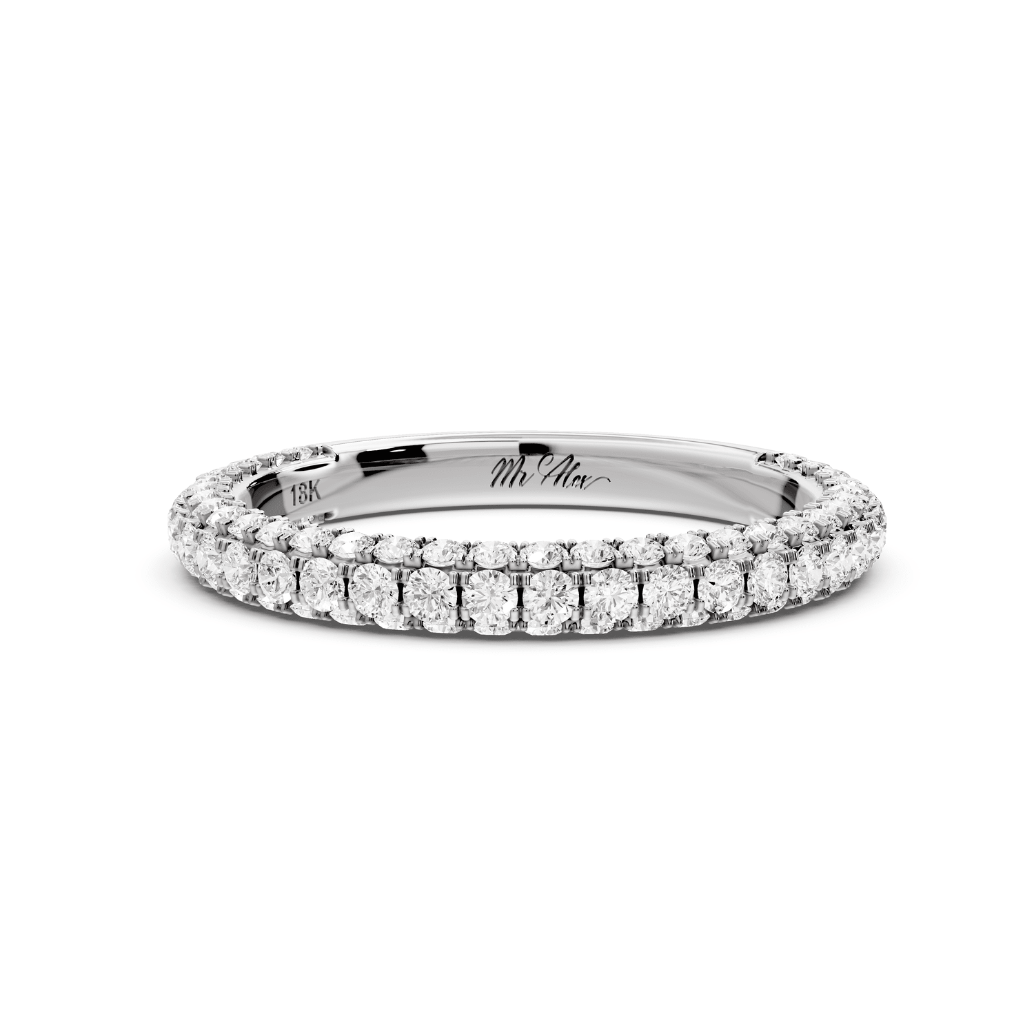 Bianca - 14k white gold Triple Row Diamond Eternity Band Ring - Mr. Alex Jewelry