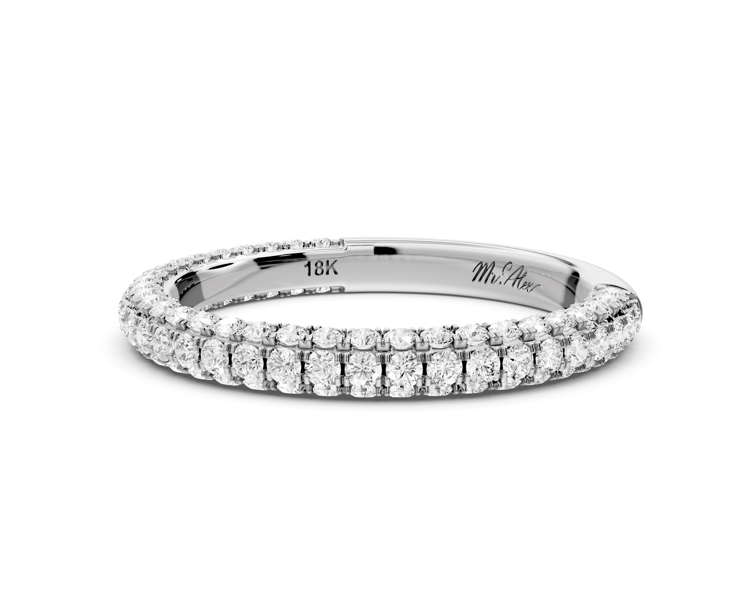 Bianca - 14k white gold Triple Row Diamond Eternity Band Ring - Mr. Alex Jewelry