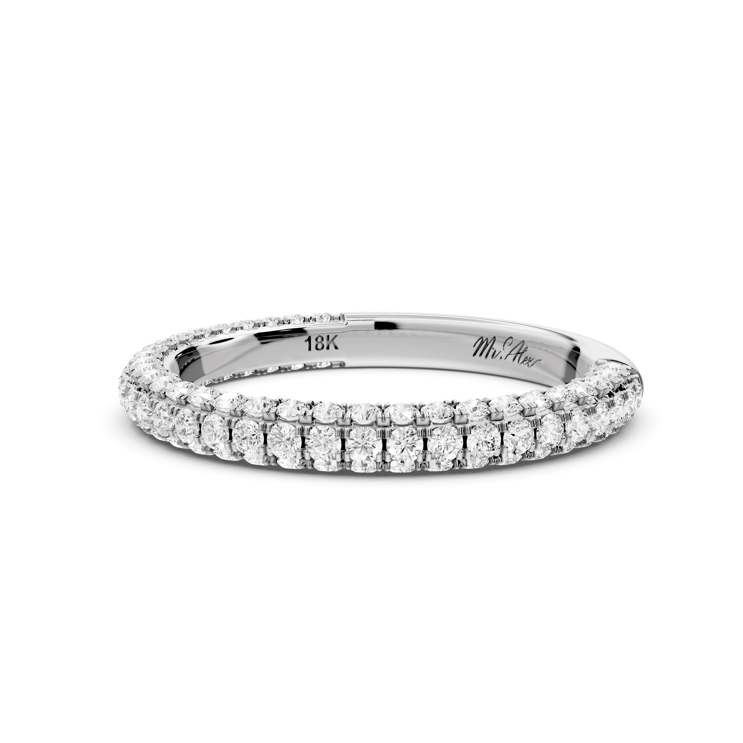 Bianca - 14k white gold Triple Row Diamond Eternity Band Ring - Mr. Alex Jewelry