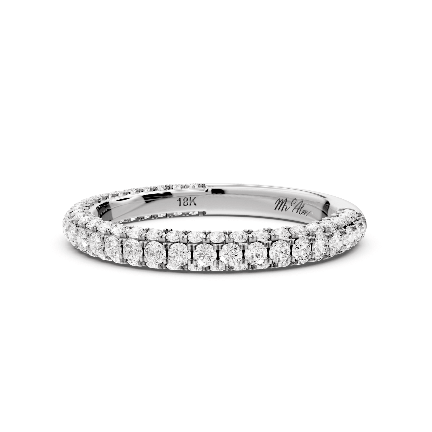 Bianca - 14k white gold Triple Row Diamond Eternity Band Ring - Mr. Alex Jewelry