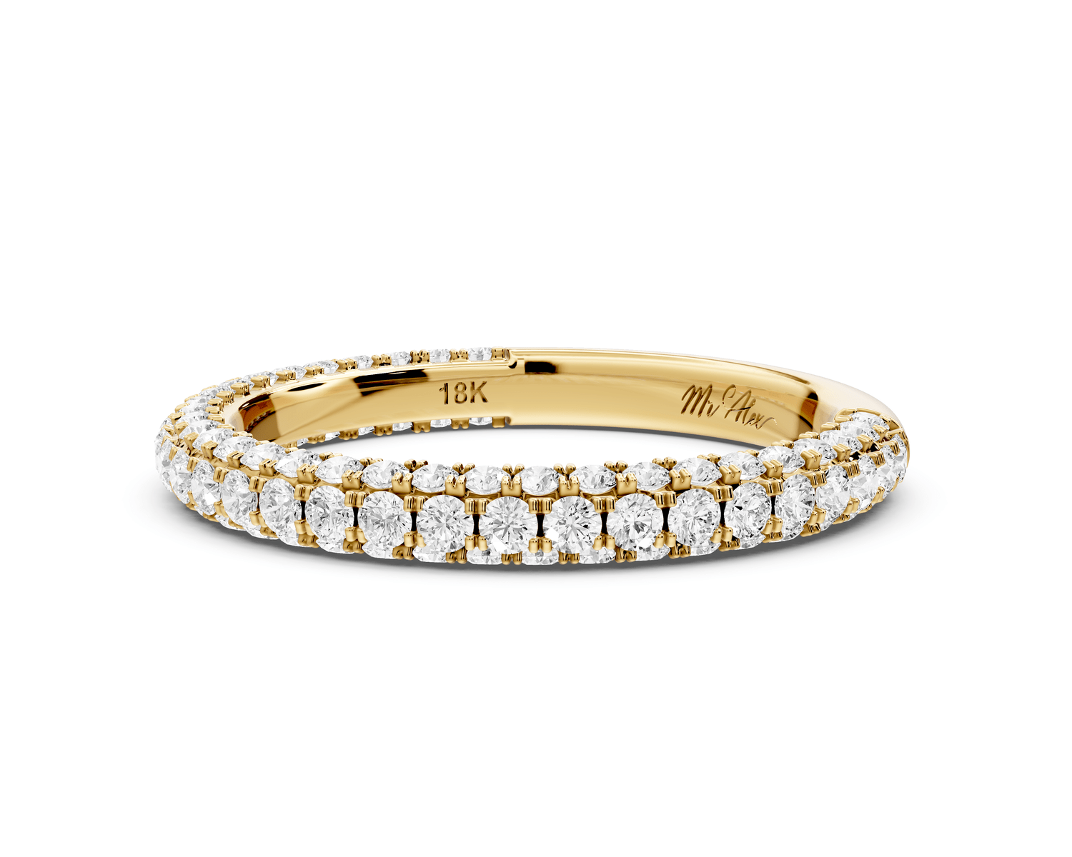 Bianca - 14k yellow gold Triple Row Diamond Eternity Band Ring - Mr. Alex Jewelry