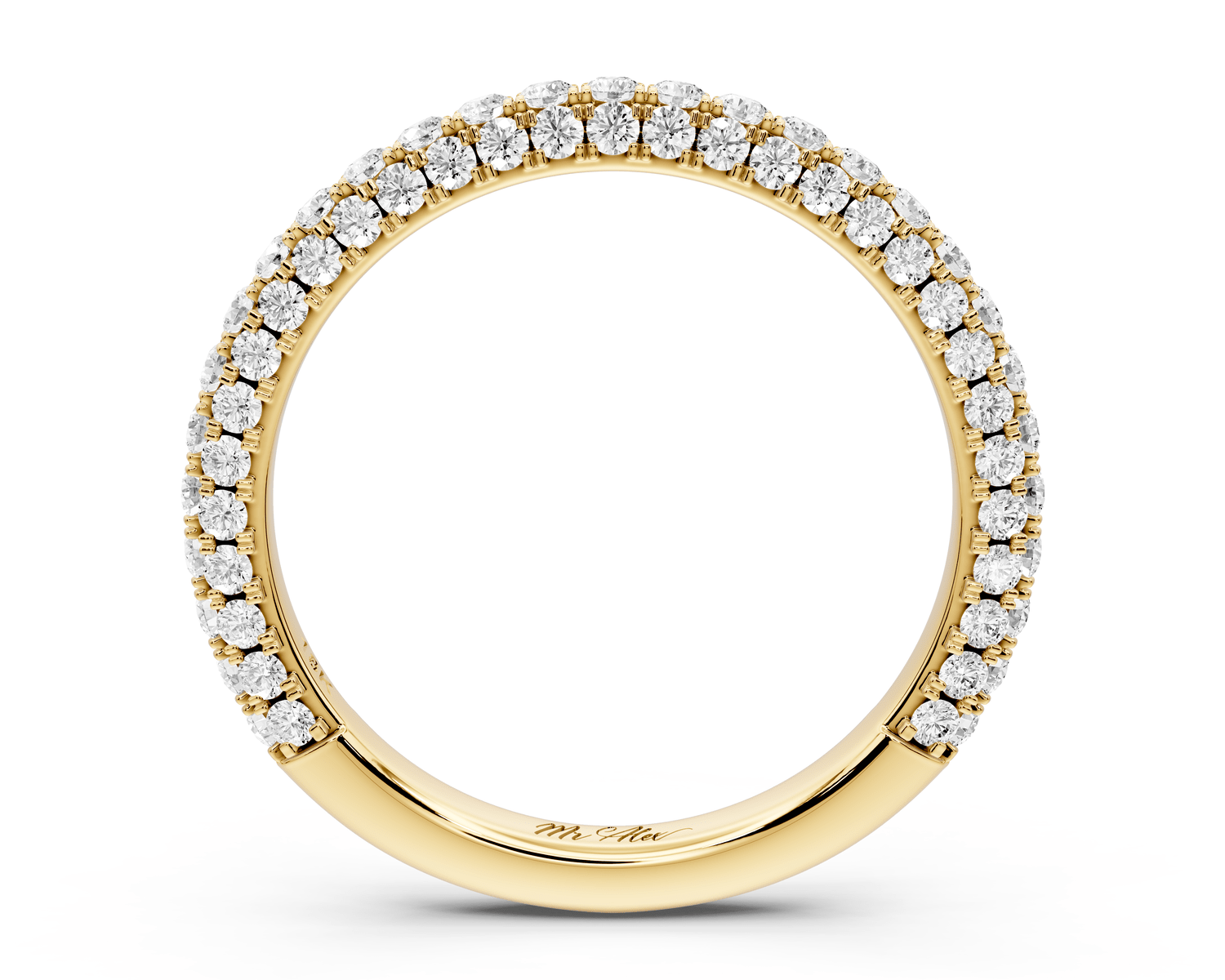 Bianca - 14k yellow gold Triple Row Diamond Eternity Band Ring - Mr. Alex Jewelry