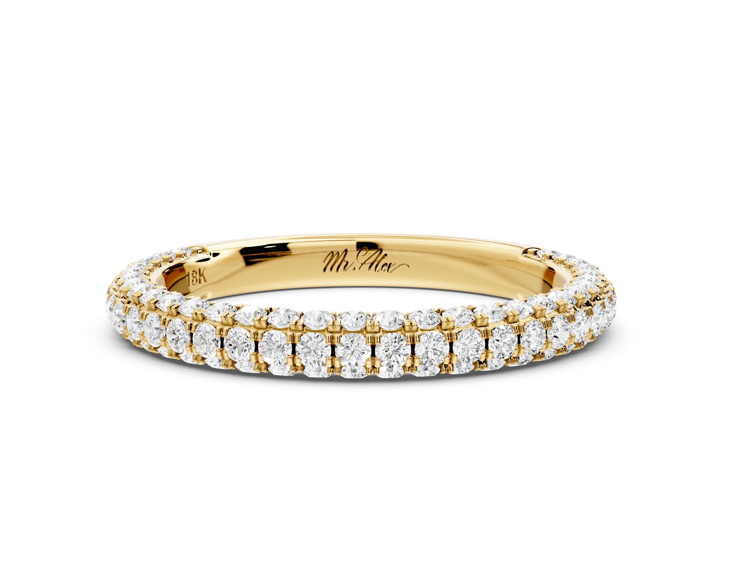 Bianca - 14k yellow gold Triple Row Diamond Eternity Band Ring - Mr. Alex Jewelry