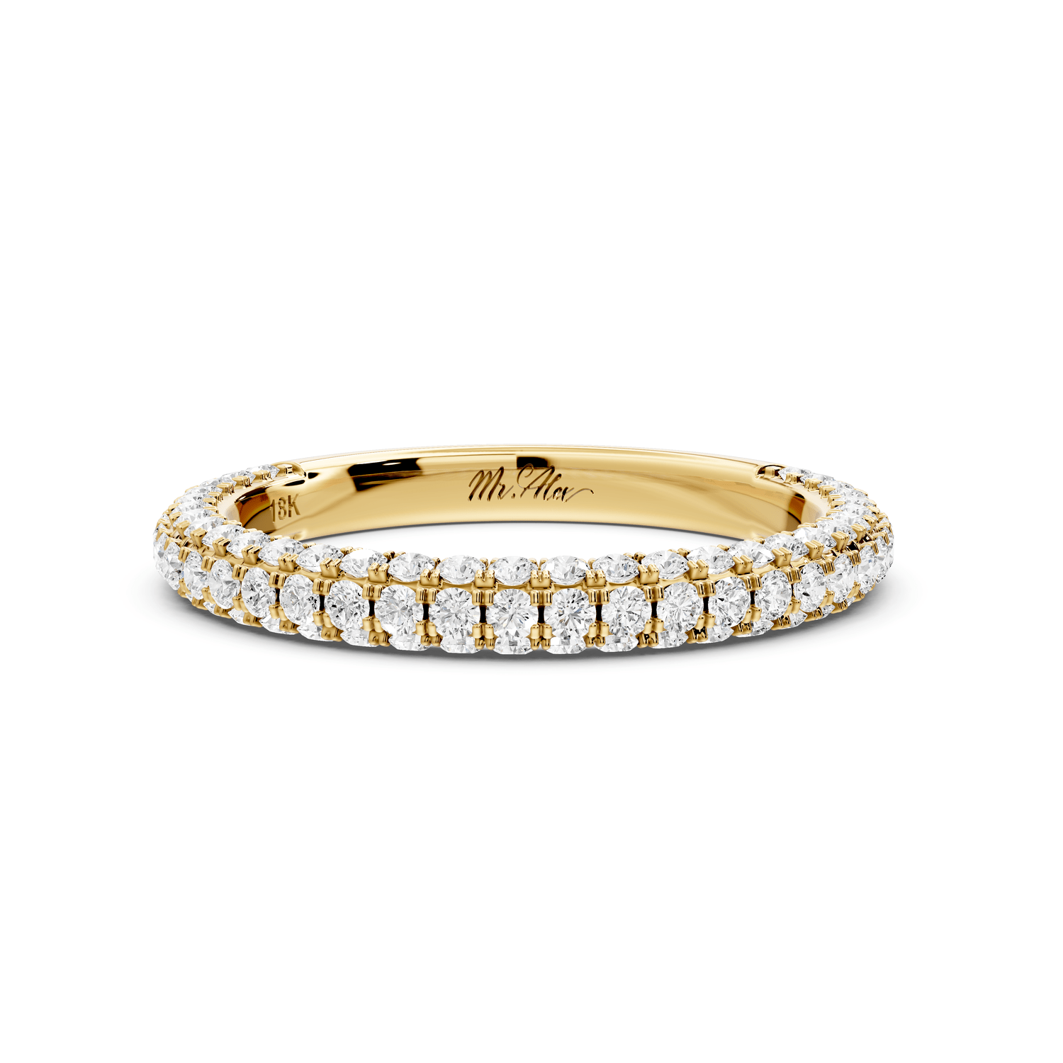 Bianca - 14k yellow gold Triple Row Diamond Eternity Band Ring - Mr. Alex Jewelry