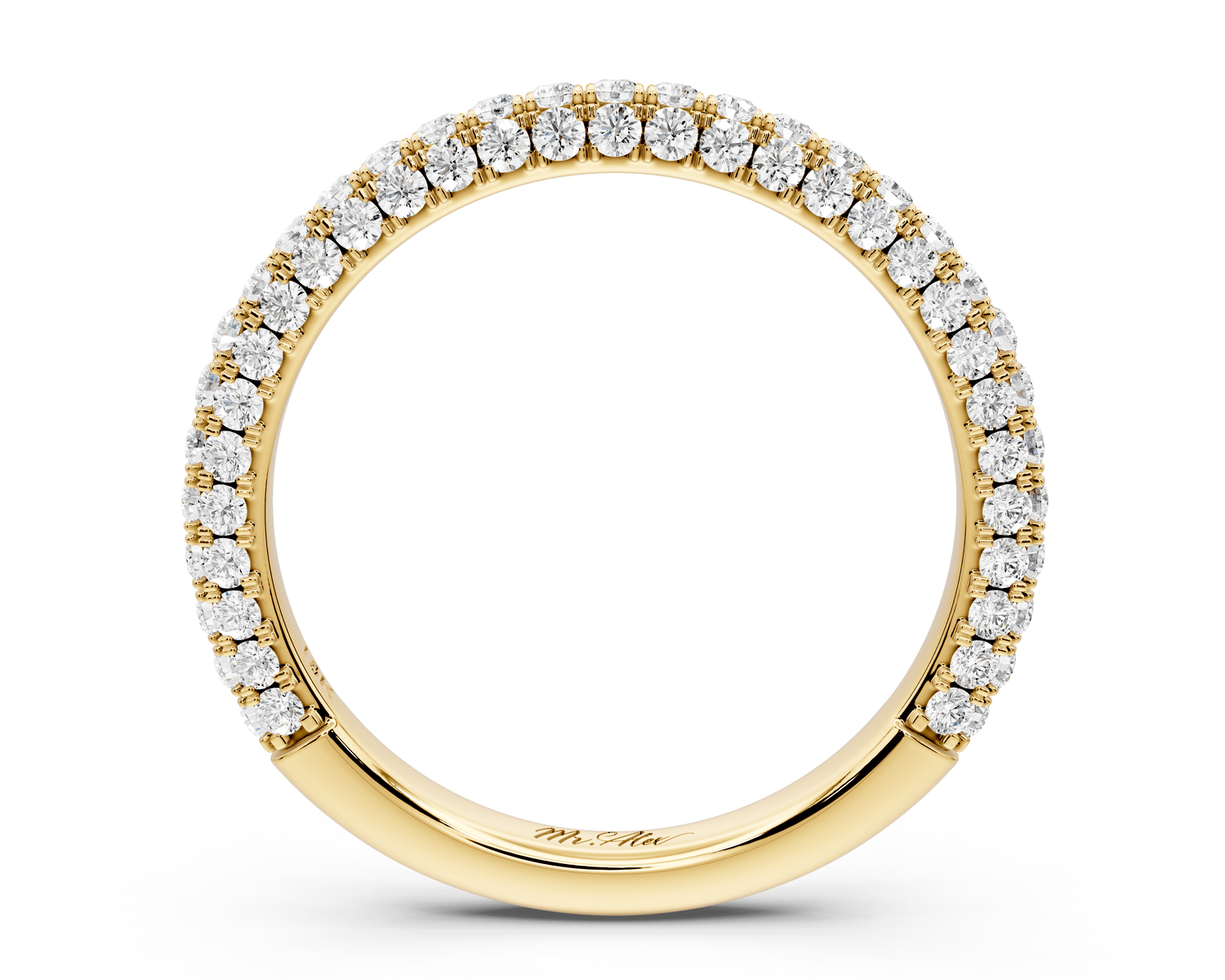 Bianca - 14k yellow gold Triple Row Diamond Eternity Band Ring - Mr. Alex Jewelry
