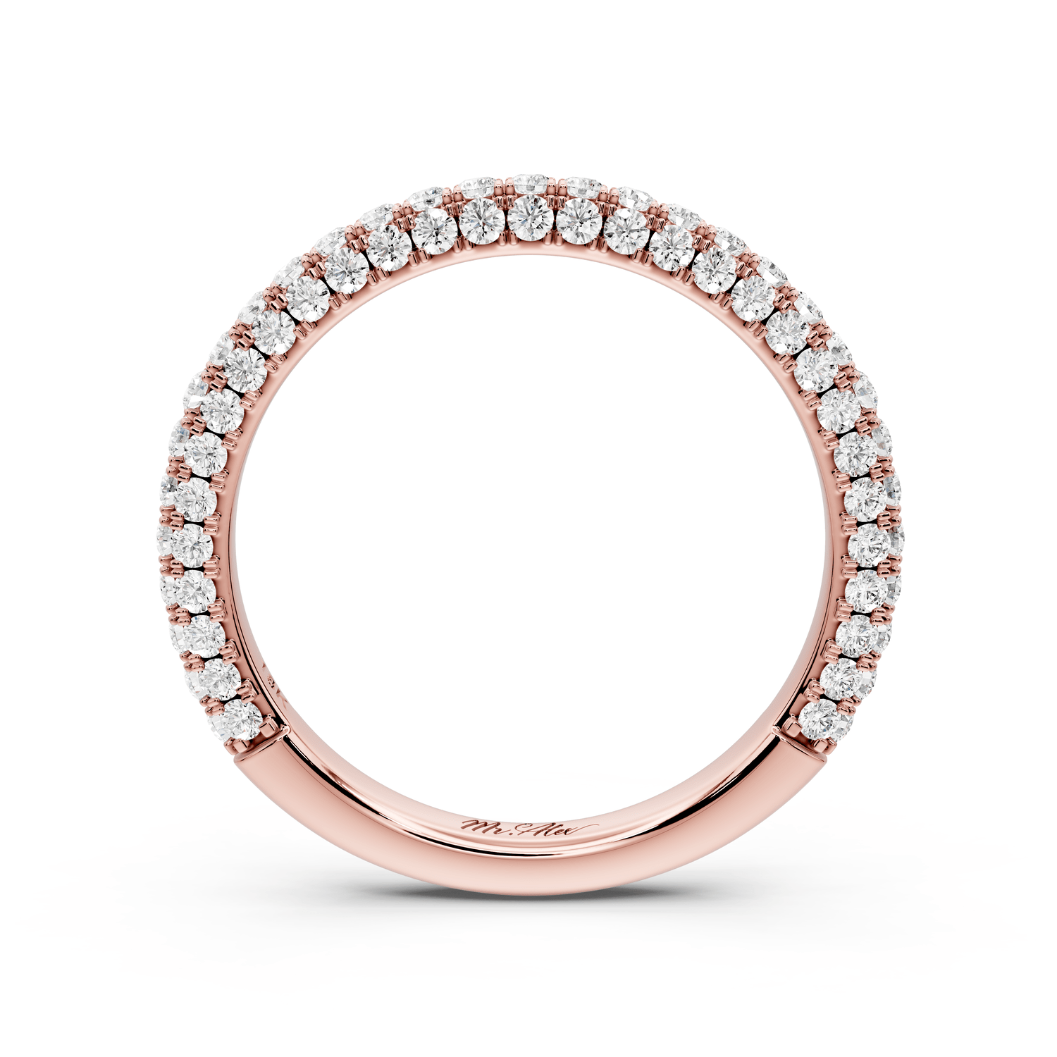 Bianca - 18k rose gold Triple Row Diamond Eternity Band Ring - Mr. Alex Jewelry