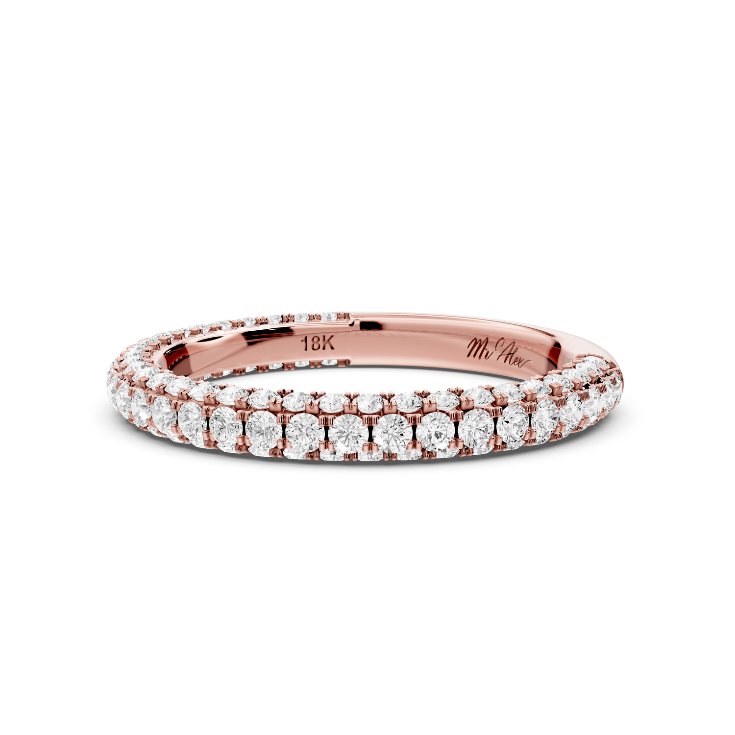 Bianca - 18k rose gold Triple Row Diamond Eternity Band Ring - Mr. Alex Jewelry
