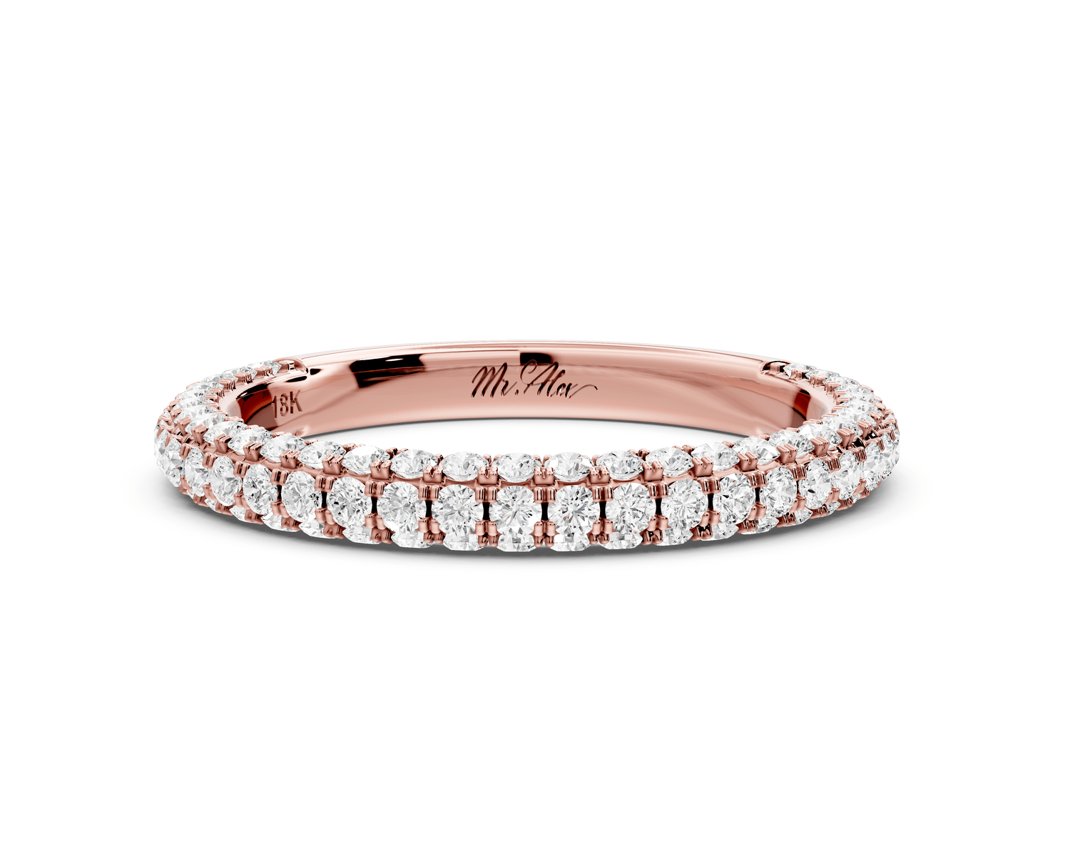 Bianca - 18k rose gold Triple Row Diamond Eternity Band Ring - Mr. Alex Jewelry