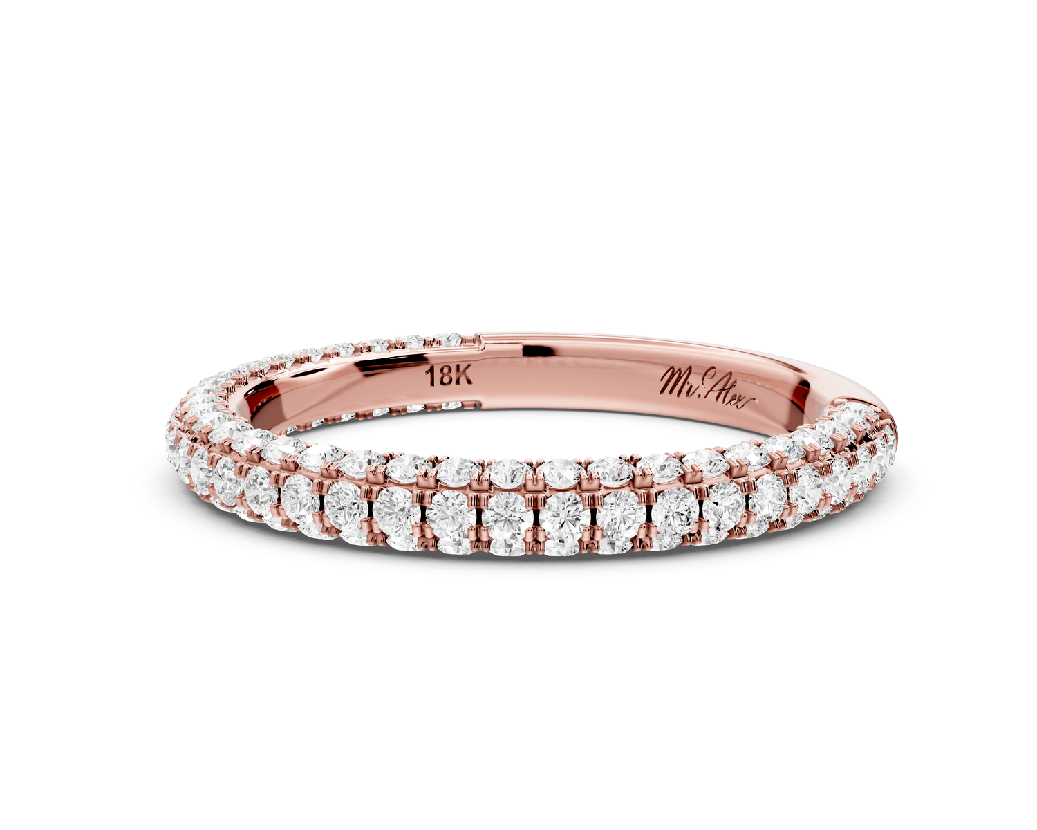 Bianca - 18k rose gold Triple Row Diamond Eternity Band Ring - Mr. Alex Jewelry