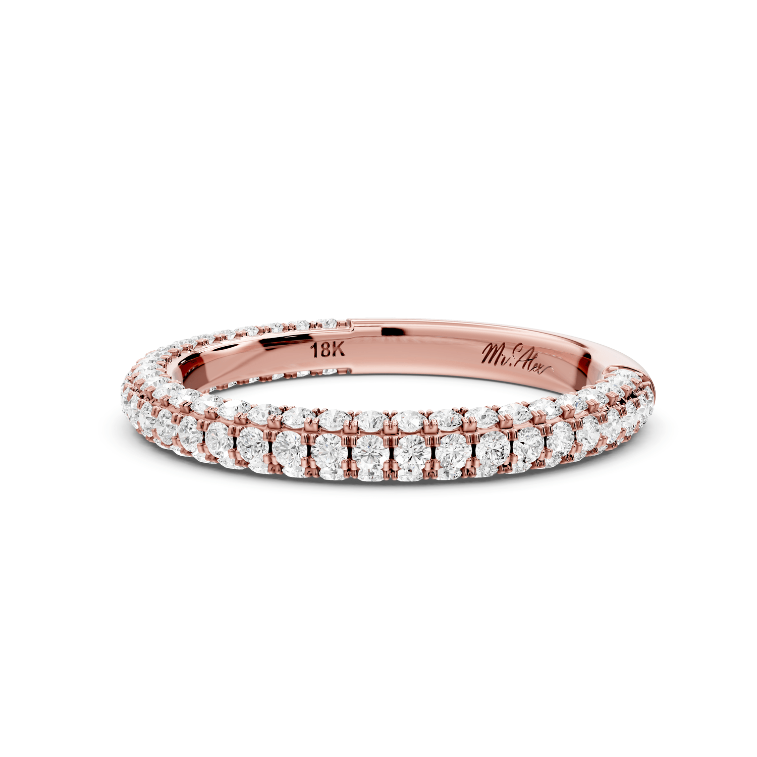 Bianca - 18k rose gold Triple Row Diamond Eternity Band Ring - Mr. Alex Jewelry