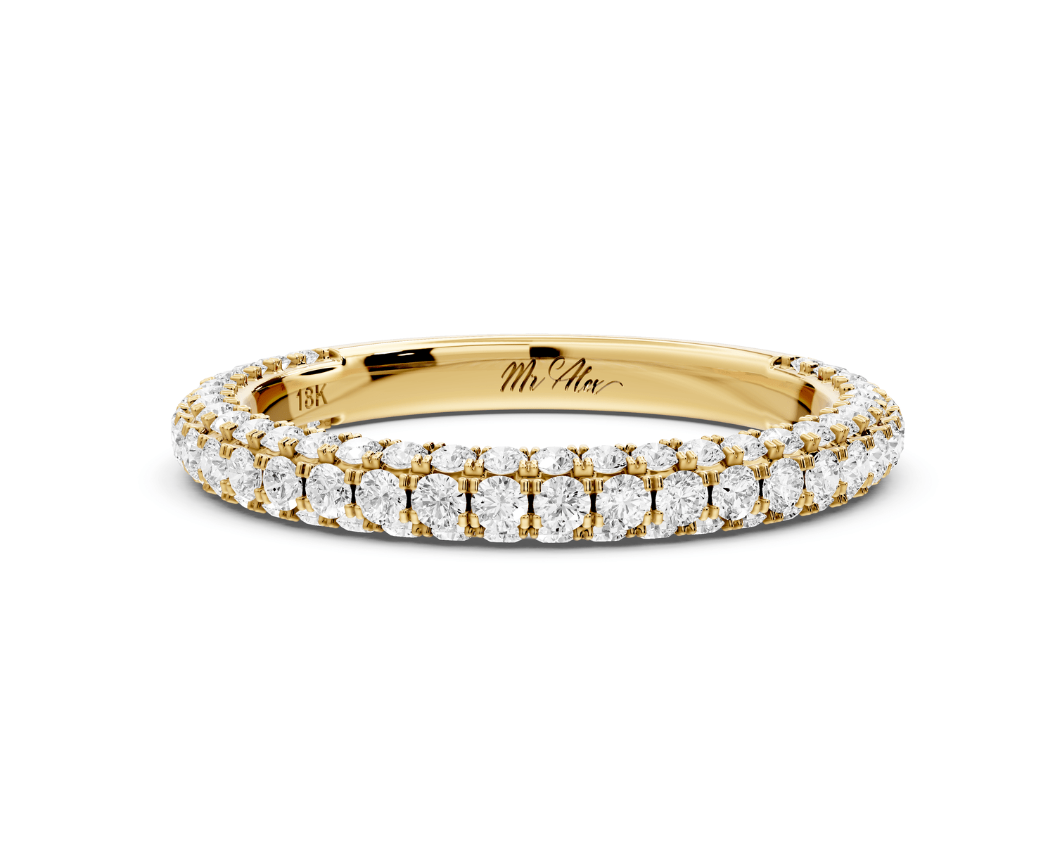 Bianca - 18k yellow gold Triple Row Diamond Eternity Band Ring - Mr. Alex Jewelry