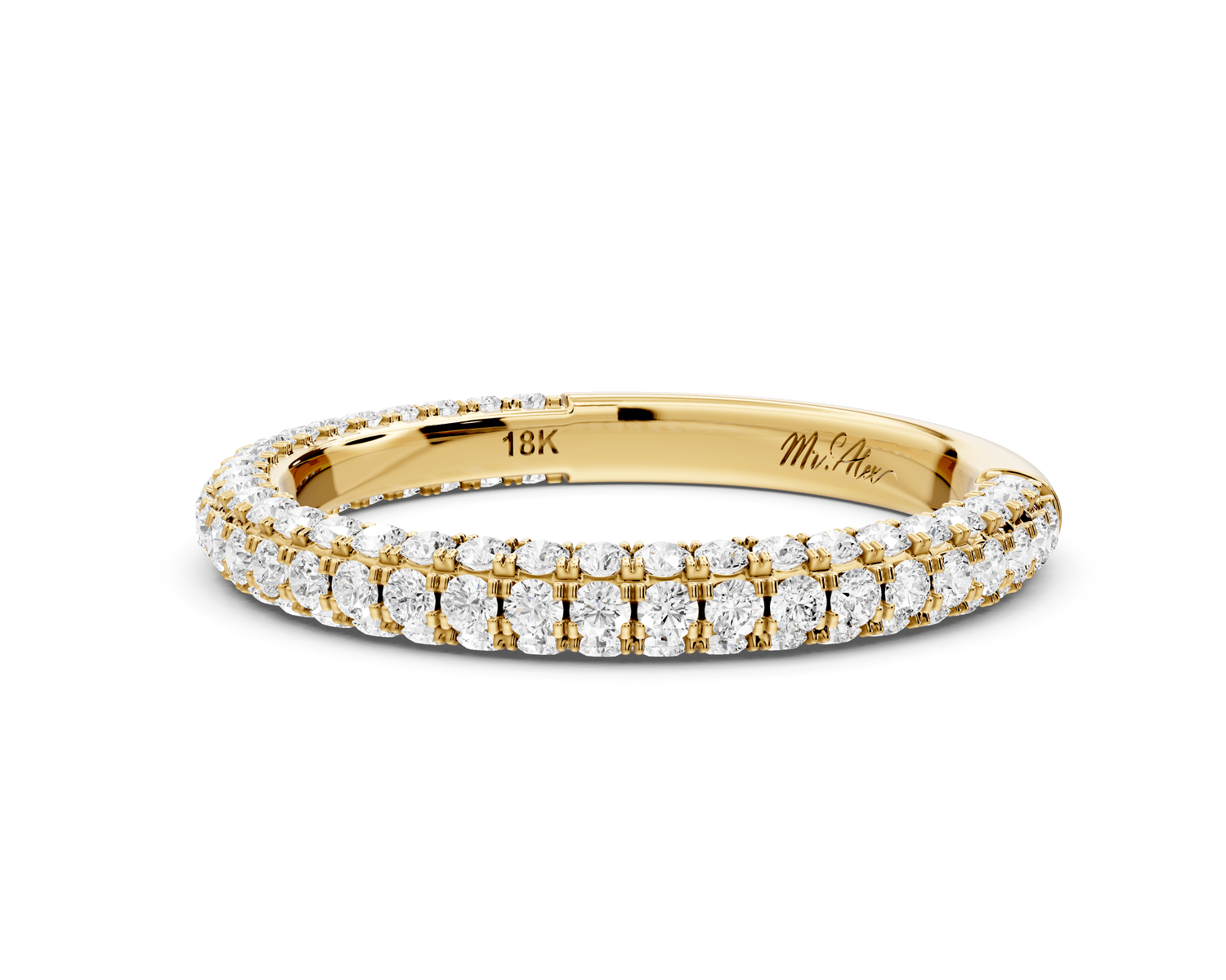 Bianca - 18k yellow gold Triple Row Diamond Eternity Band Ring - Mr. Alex Jewelry