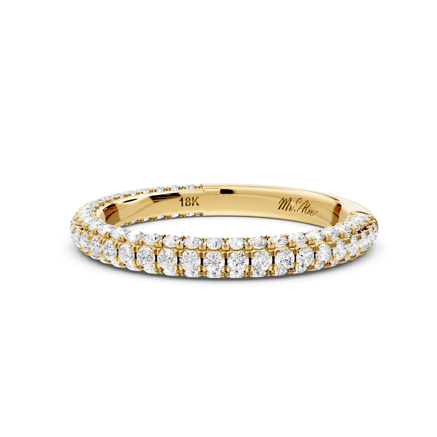 Bianca - 18k yellow gold Triple Row Diamond Eternity Band Ring - Mr. Alex Jewelry