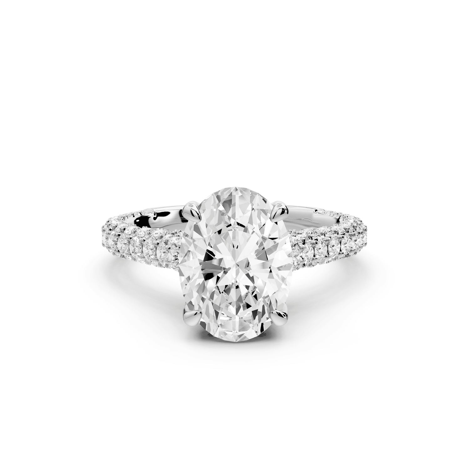 Bianca - 2ct platinum oval Diamond hidden halo with a diamond crown and bridge rollover pave cathedral Engagement ring - Mr. Alex Jewelry