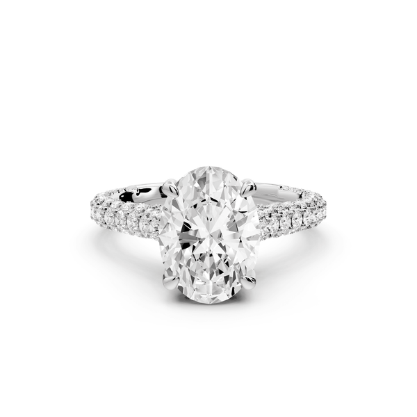 Bianca - 2ct platinum oval Diamond hidden halo with a diamond crown and bridge rollover pave cathedral Engagement ring - Mr. Alex Jewelry
